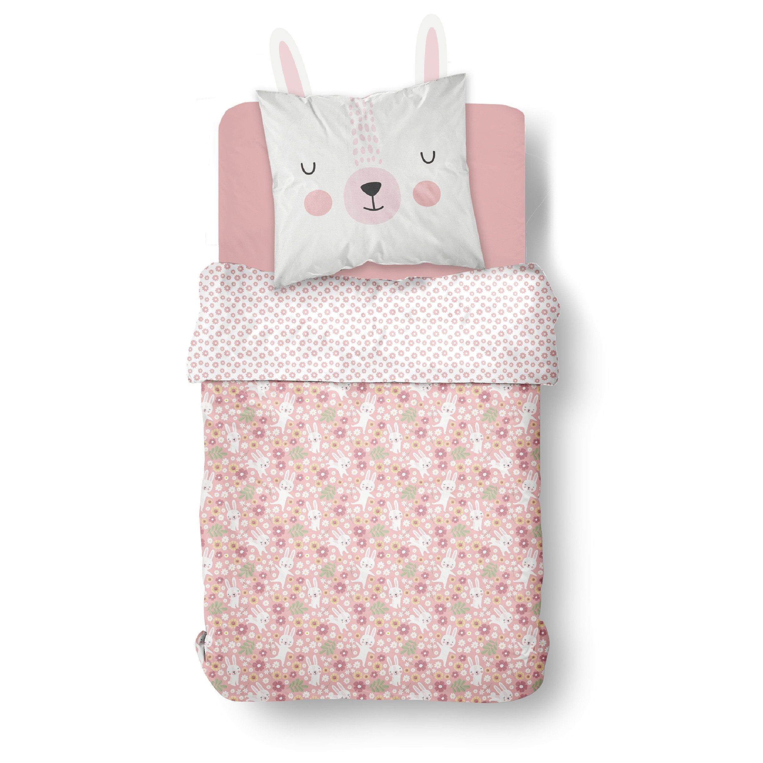 Familando Kinderbettwäsche Hase Häschen 135x200 80x80 cm aus 100% Baumwolle günstig online kaufen