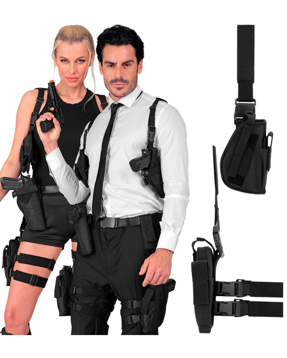 Horror-Shop Blaster FBI Oberschenkelholster als Polizei Kostümzubehör