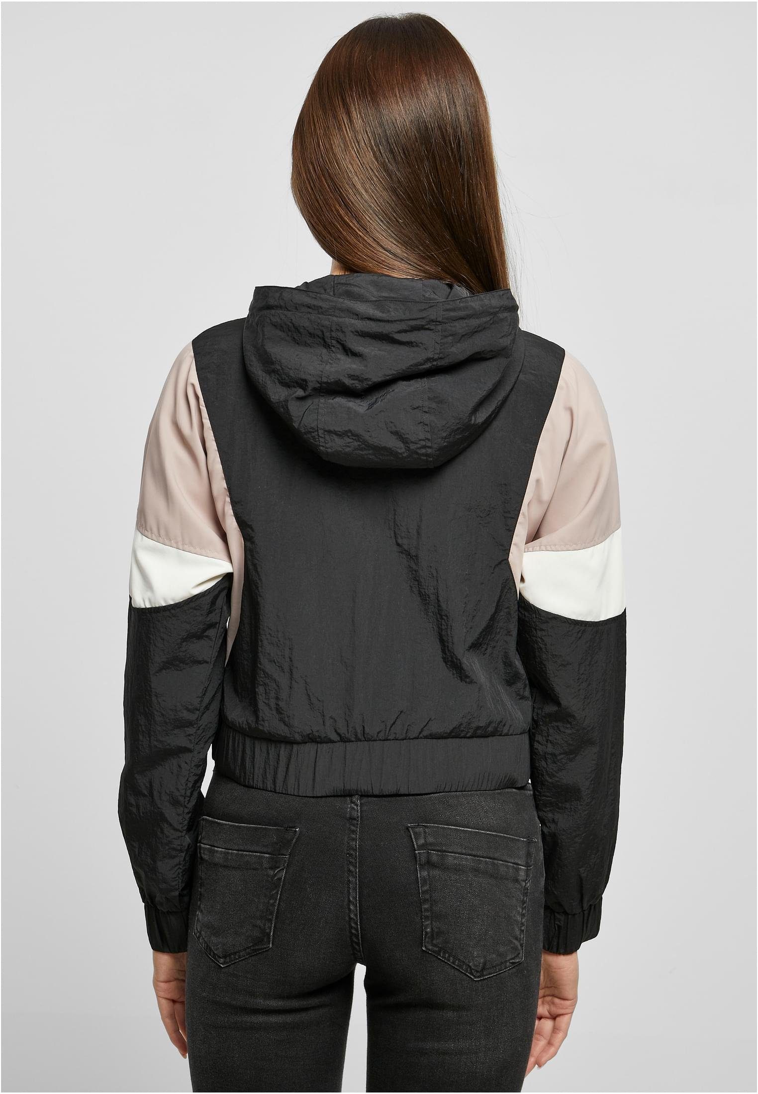 URBAN CLASSICS Short (1-St) black/duskrose/whitesand Crinkle Jacket 3-Tone Damen Outdoorjacke Ladies