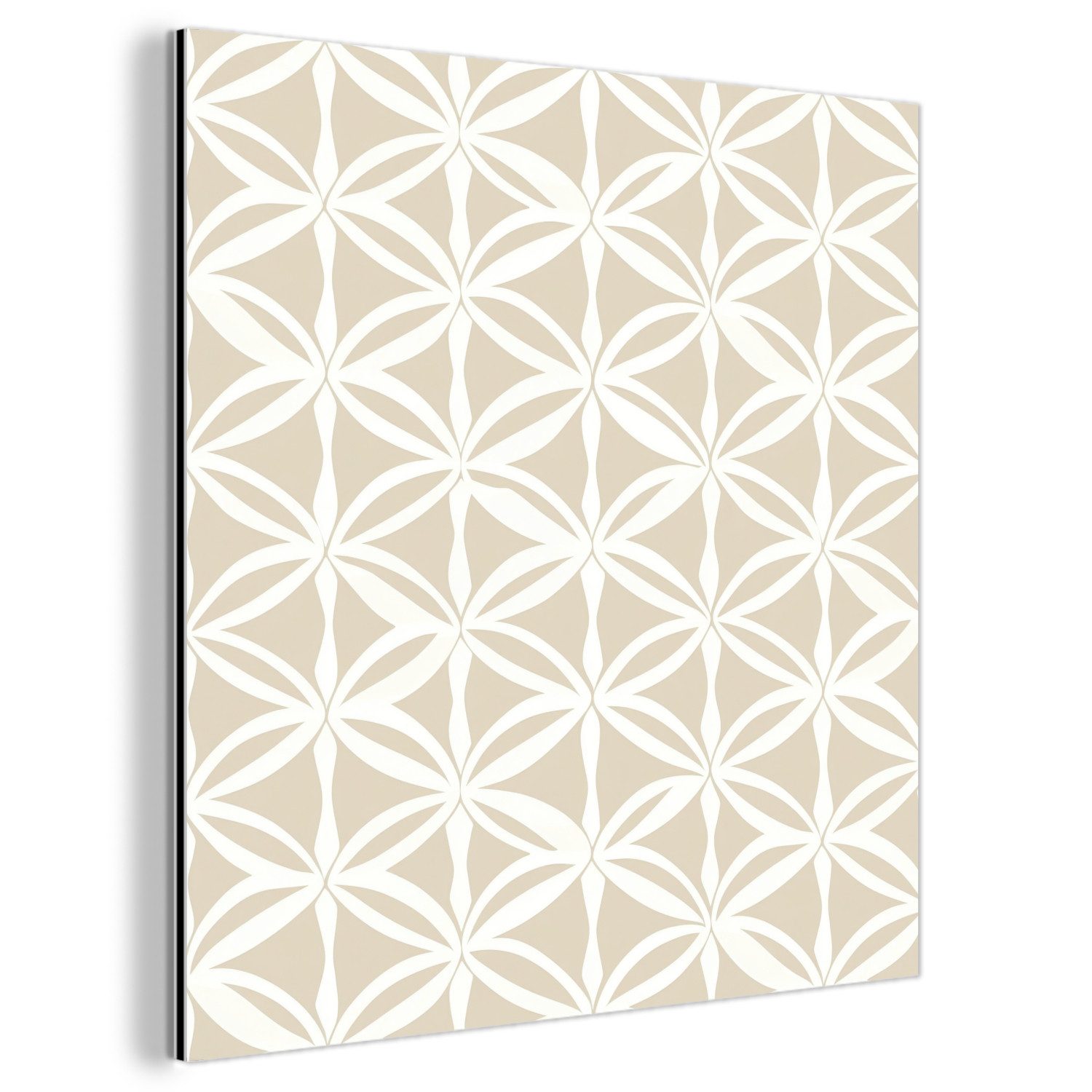 MuchoWow Metallbild Motiv - Modern - Beige, Inkl. Aufhängung, Alu-Dibond-Druck, Wandbild aus Metall, Aluminium deko, 20x20 cm