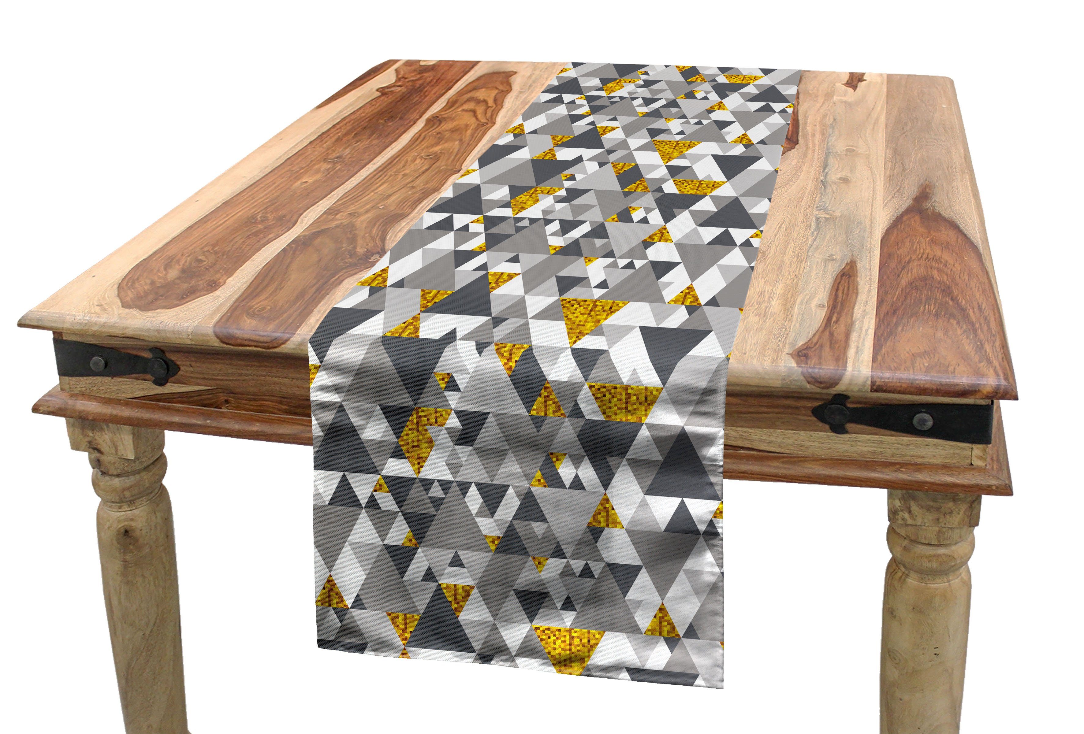 Abakuhaus Tischläufer Esszimmer Küche Rechteckiger Dekorativer Tischläufer, gelb Grau Zig Zag Triangles | Tischläufer