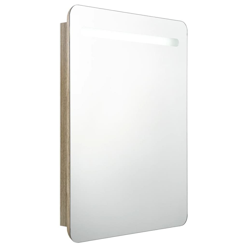 vidaXL Badezimmerspiegelschrank LED-Bad-Spiegelschrank Eichen-Optik cm 60x11x80 (1-St)