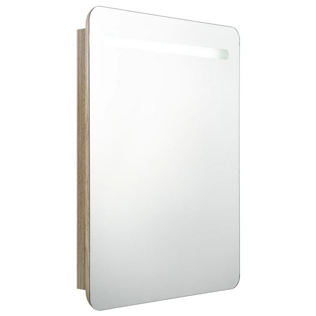 vidaXL Badezimmerspiegelschrank LED-Bad-Spiegelschrank Eichenoptik 60x11x80 cm