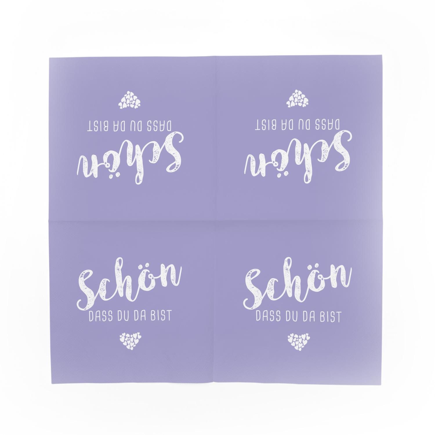 itenga Papierserviette itenga 20x Serviette Schön dass du da bist - LILA / FLIEDER - – Bild 4 von 5