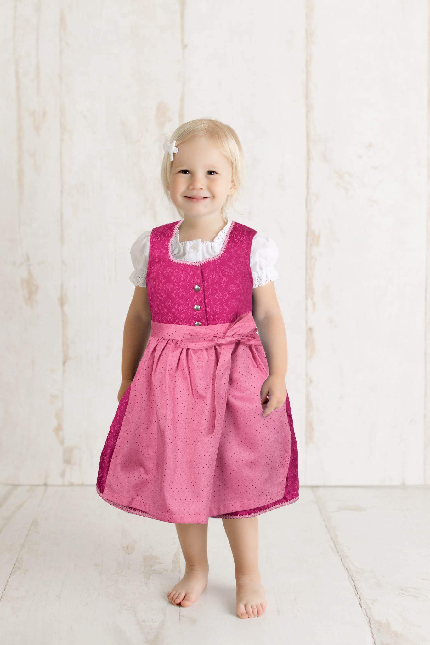 Ramona Lippert Dirndl Charlotta - pink - Größe 86-164 - Kinderdirndl mit Bluse