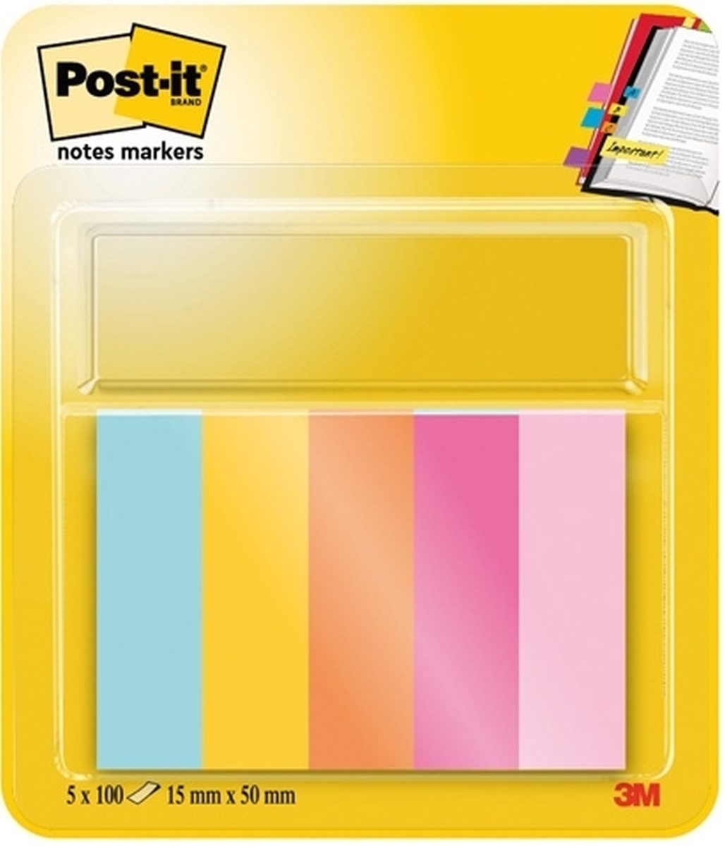 Post-it Notes Haftnotizblock Haftstreifen Page Marker Beachside Collection, sortiert, 5 x 50 Blatt