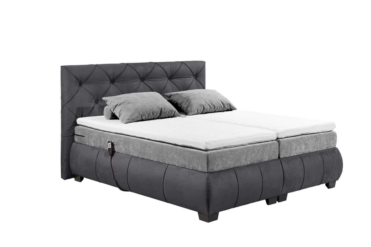 ED EXCITING DESIGN Boxspringbett Mansura 180 x 200 - Motorfunktion (Bett inkl. Matratze & Topper), Premium-Boxspringbett, Samtoptik, elektrisch verstellbar