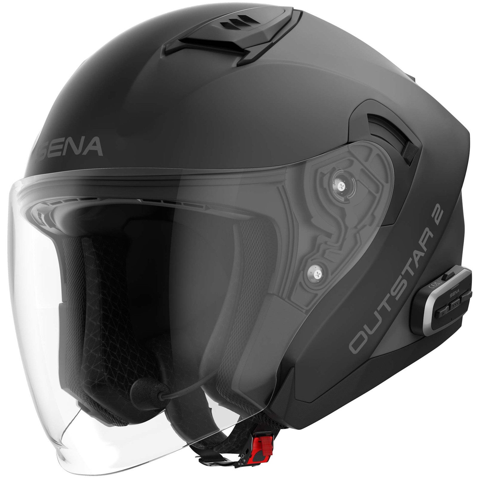 Sena Motorradhelm Sena Outstar 2 Jethelm Matt-Schwarz L (1er Set), jethelm für motorrad