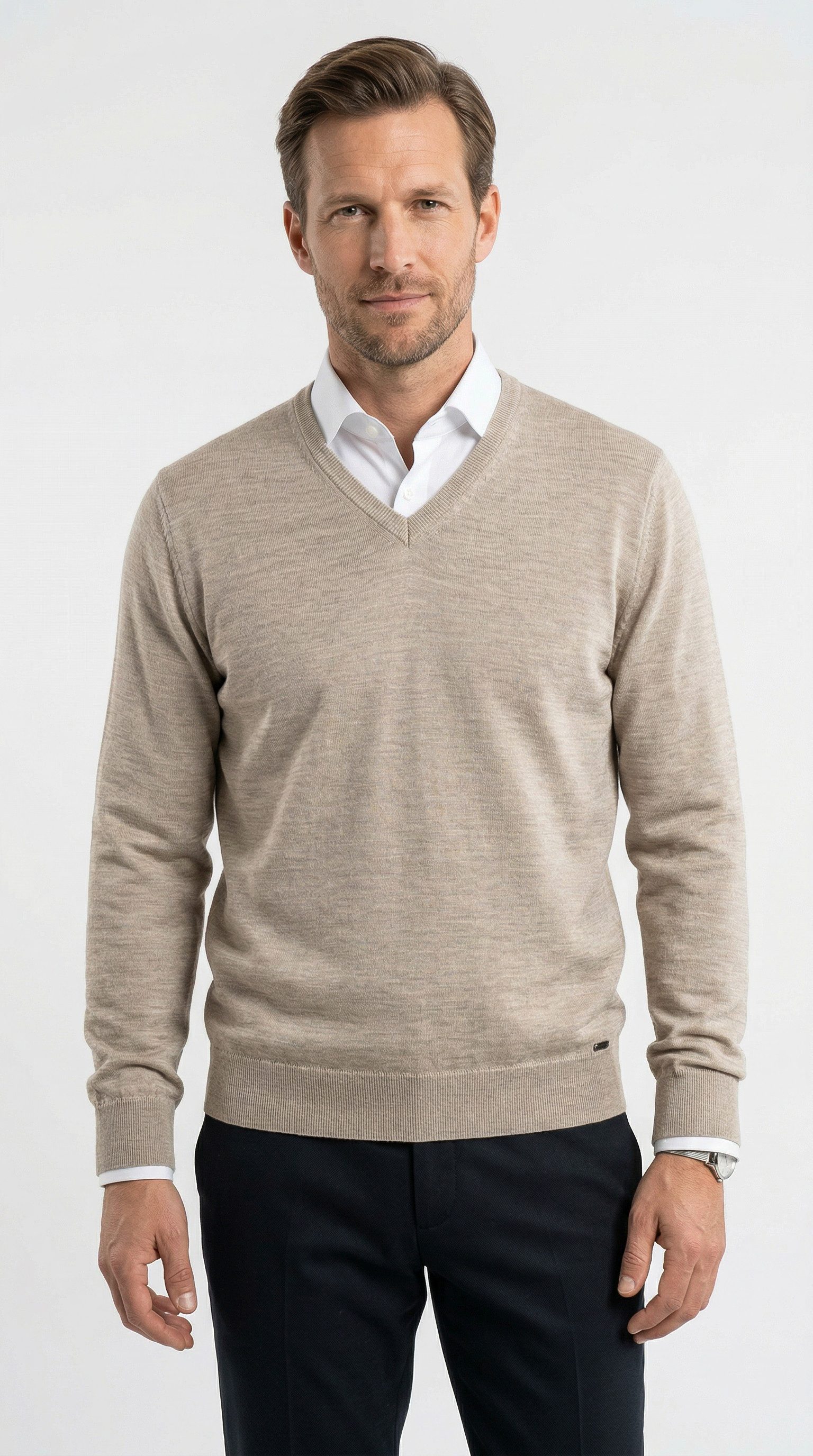 OLYMP V-Ausschnitt-Pullover OLYMP Strick Casual klassischer Strickpullover