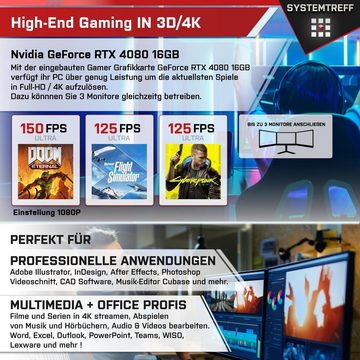 SYSTEMTREFF Gaming-PC (Intel Core i5 13600KF, GeForce RTX 4080, 32 GB RAM, 2000 GB SSD, Luftkühlung, Windows 11, WLAN)