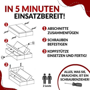 MKS MÖBEL Boxspringbett KING VELEN, Doppelbett mit Multipocket-Matratze, Polsterbett mit Kopfstütze