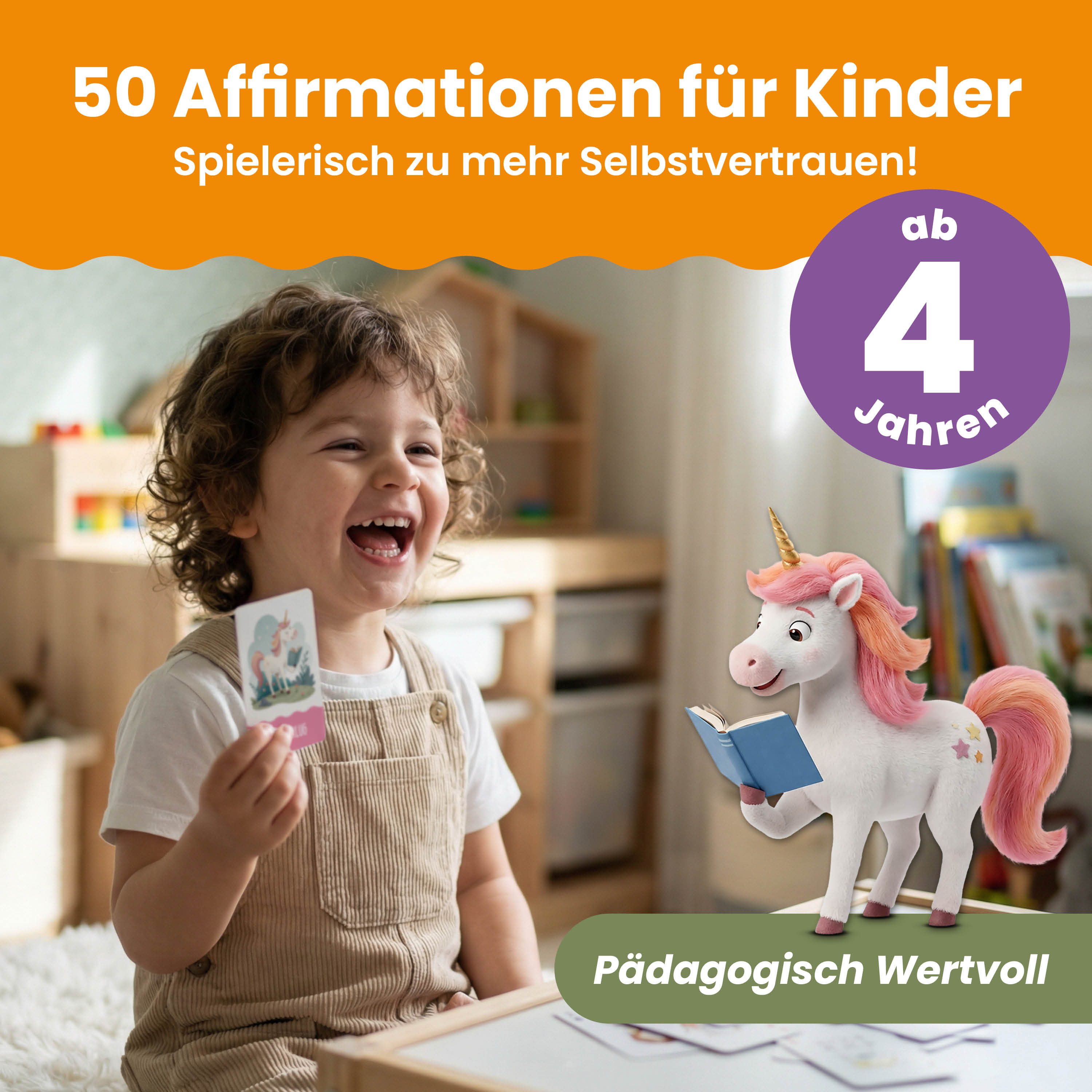 Lilletå Spiel 50 Affirmationskarten für Kinder - Positive Mutmachkarten, Fördert Selbstvertrauen und Achtsamkeit im Alltag – Affirmationen für die Schule & den Alltag, für Kinder ab 4 Jahren