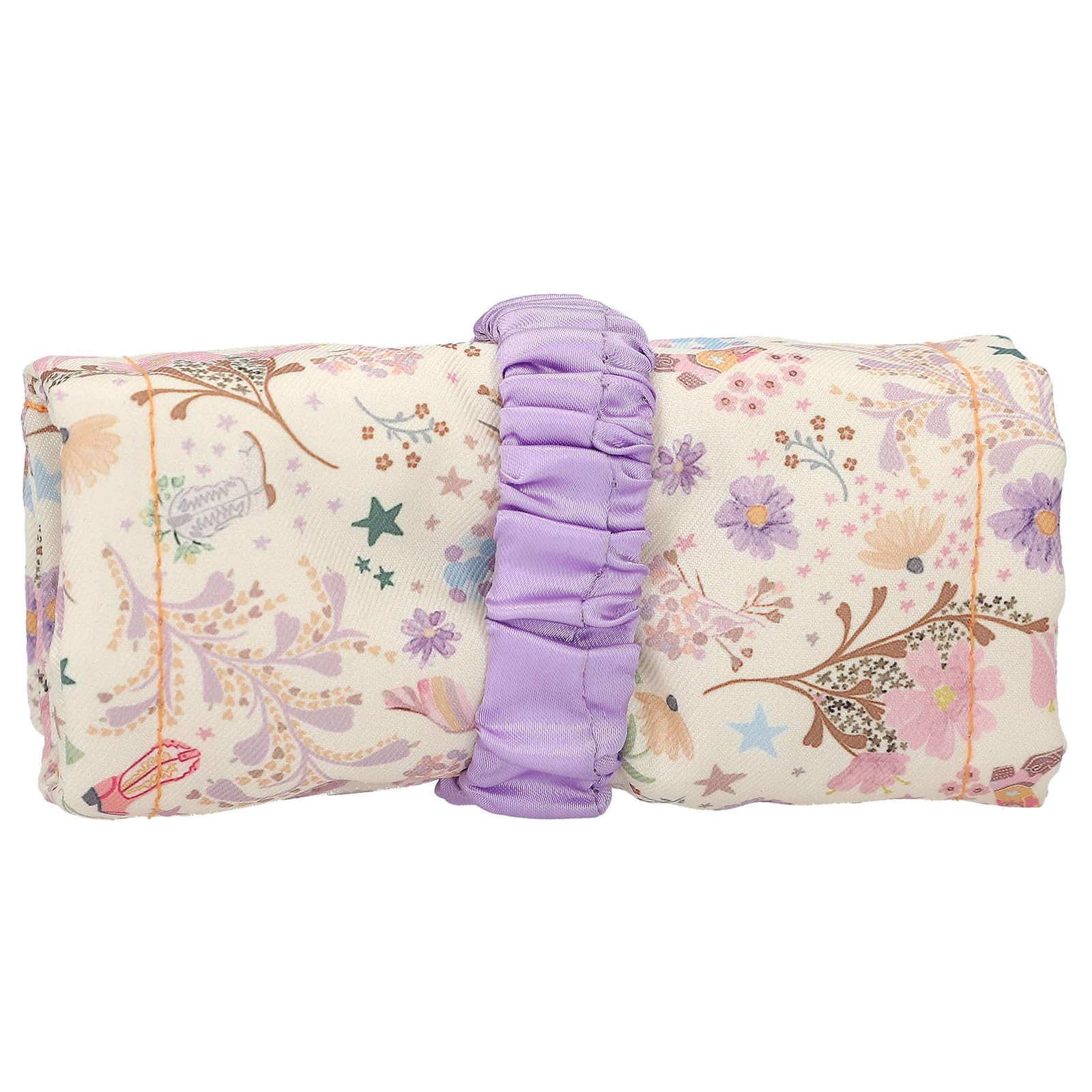 Depesche Federmäppchen TOPModel Cowgirl Roll Schmucketui Lila Creme mit Model Motiv, Blumen Muster, Mäppchen mit gerafftem Band