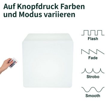 DTC GmbH LED Würfel LED Gartenleuchte, Leuchtwürfel mit Akku Beleuchtung für Innen & Außen