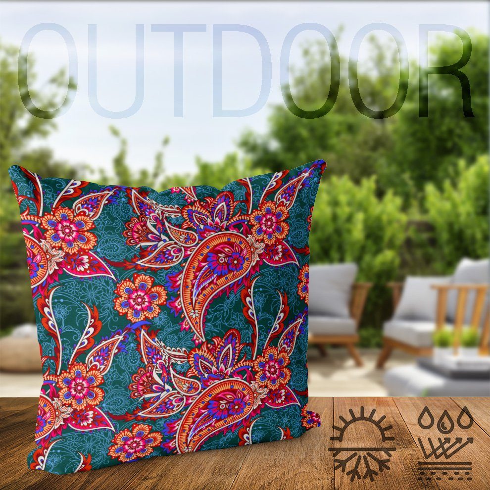 Kissenbezug, VOID (1 Sofa-Kissen Dschungel Ur-Wald Indien Orient grafisch Stück), Paisley orientalisch Afri floral Ornament Blumen-Muster traditionell Safari indisch Asien