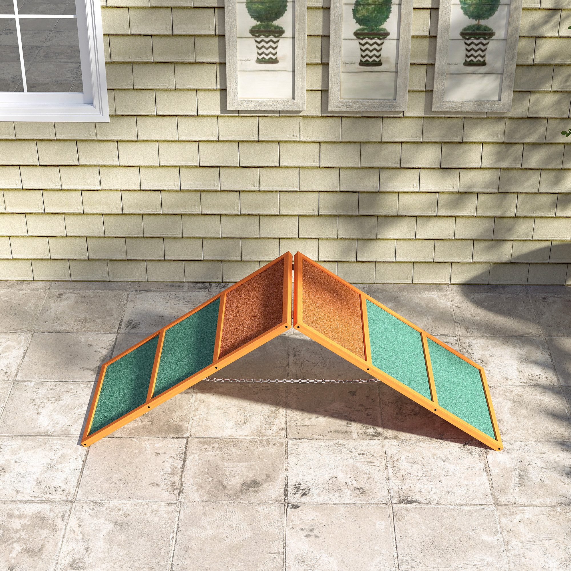 PawHut Agility-Wippe Agility-Ausrüstung mit klappbare Brücke, rutschfeste Oberfläche, Tannenholz, Agility-Gerät (1-tlg) für Garten, 173 x 59 x 66 cm, Orange