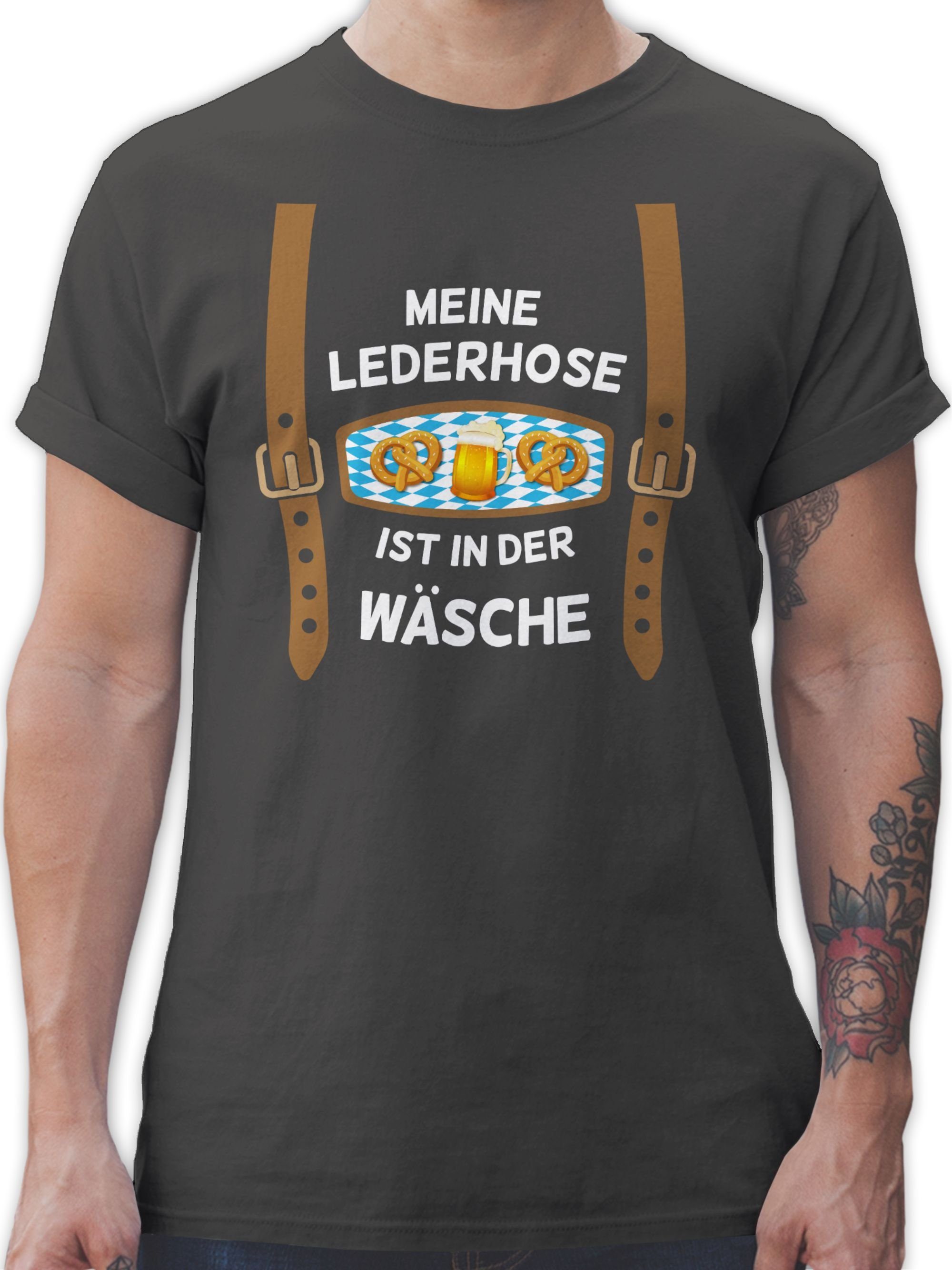 Shirtracer T-Shirt Meine Lederhose ist in der Wäsche Mode für Oktoberfest Herren 3 Dunkelgrau