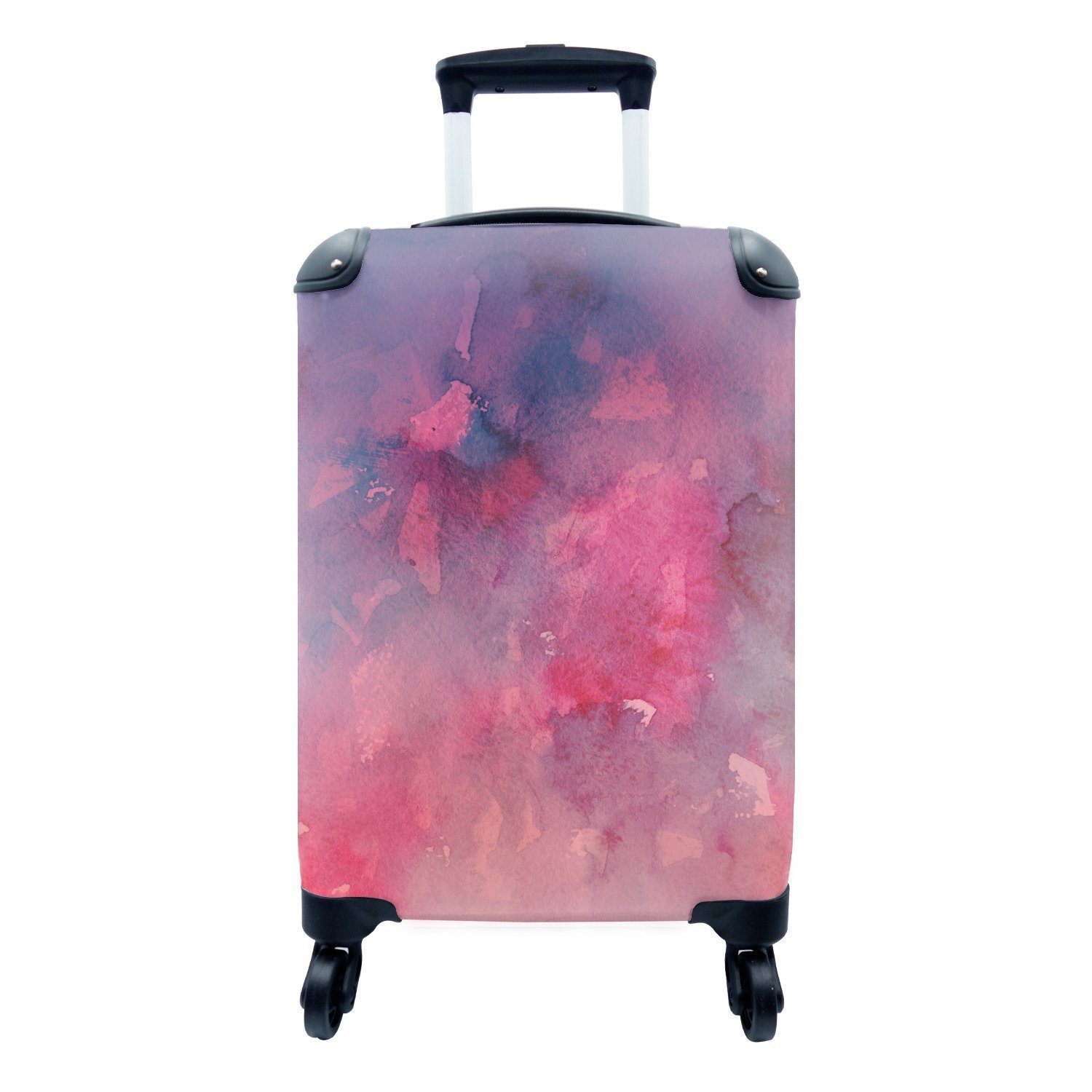 MuchoWow Handgepäckkoffer Aquarell - Rosa - Farbton, 4 Rollen, Reisetasche mit rollen, Handgepäck für Ferien, Trolley, Reisekoffer