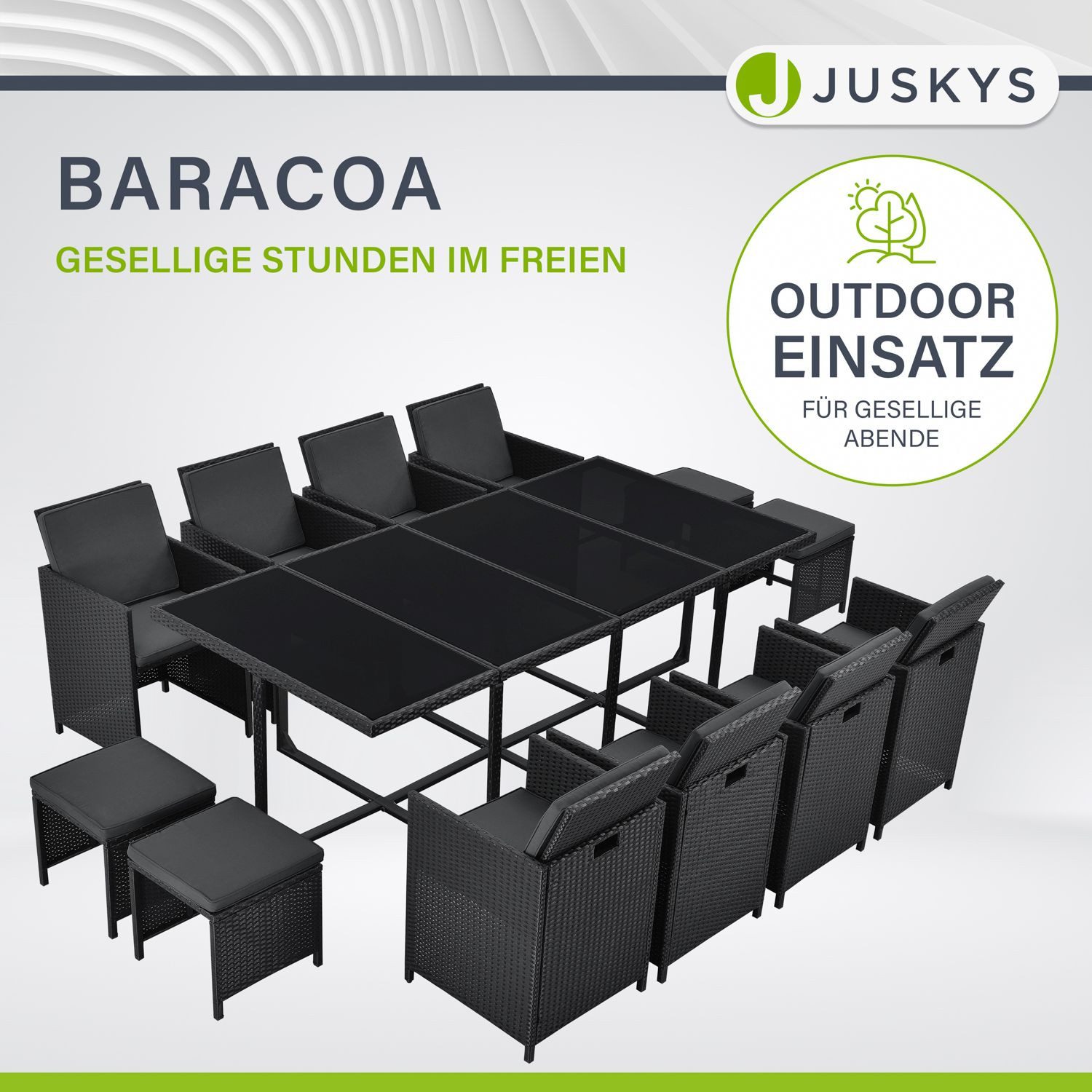 Juskys Garten-Essgruppe Baracoa, (Sitzgruppe), Polyrattan Gartenmöbel günstig online kaufen