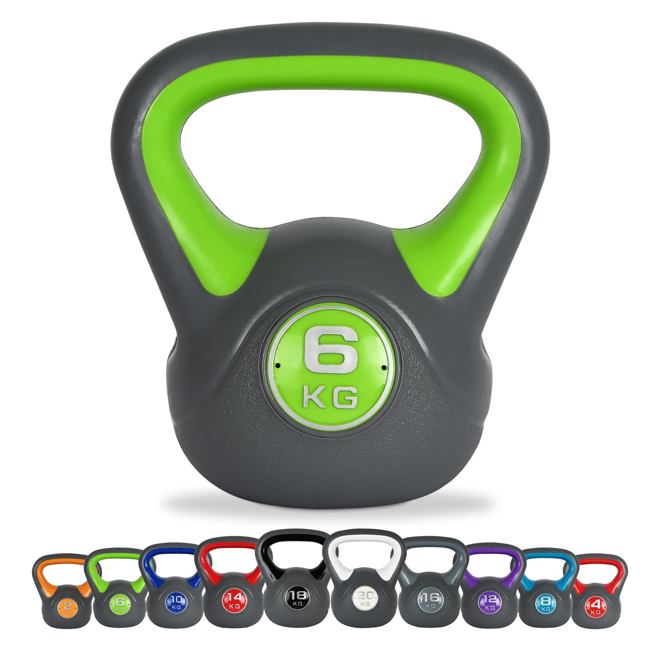 MSports® Kettlebell Kettlebell Kunststoff 6 Kg - Grün