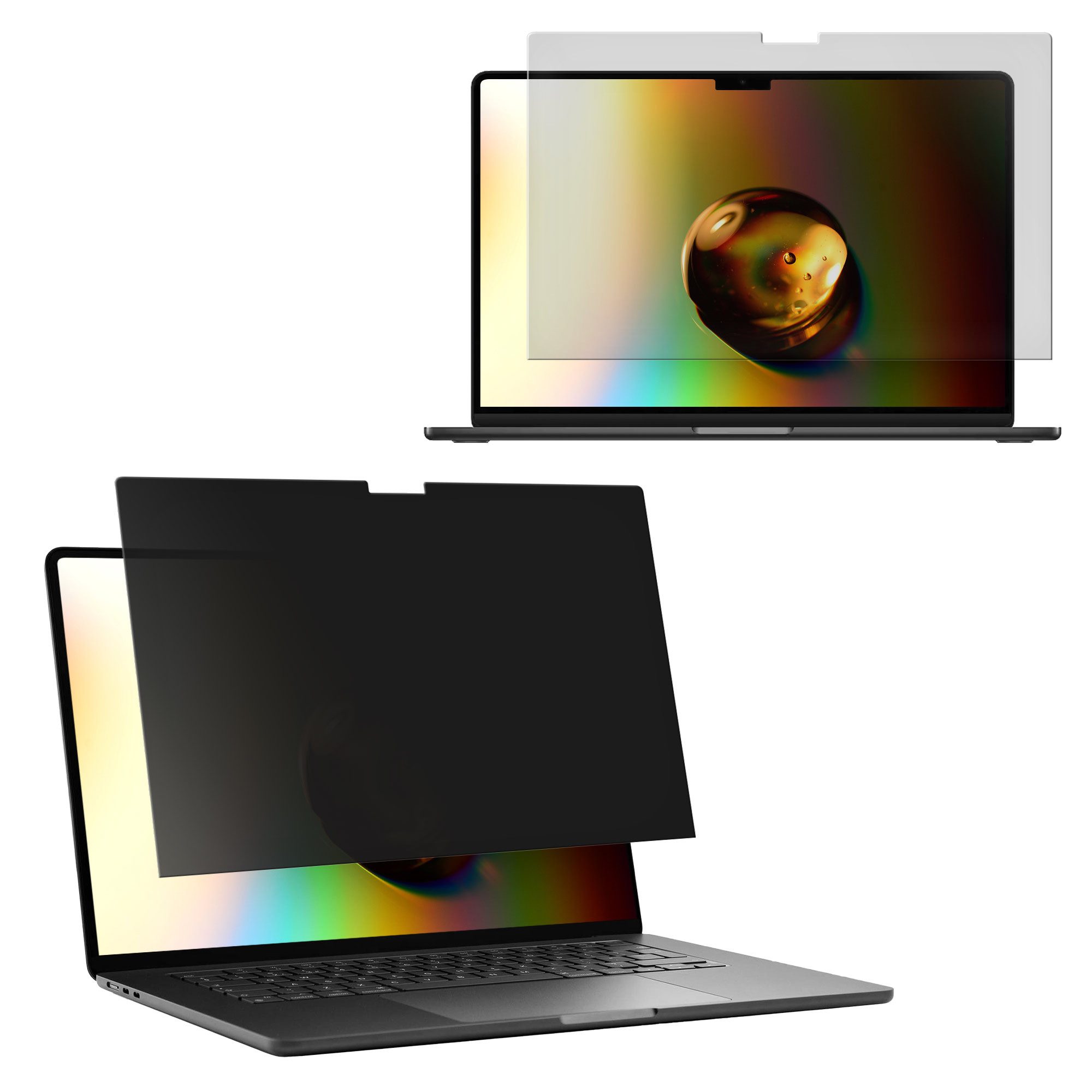 kwmobile Schutz-Set Folie für Apple MacBook Air 13.6 M2 (A2681) Touch ID model, Sichtschutzfolie - Blickschutzfolie Privacy Screen - Anti Spy Folie