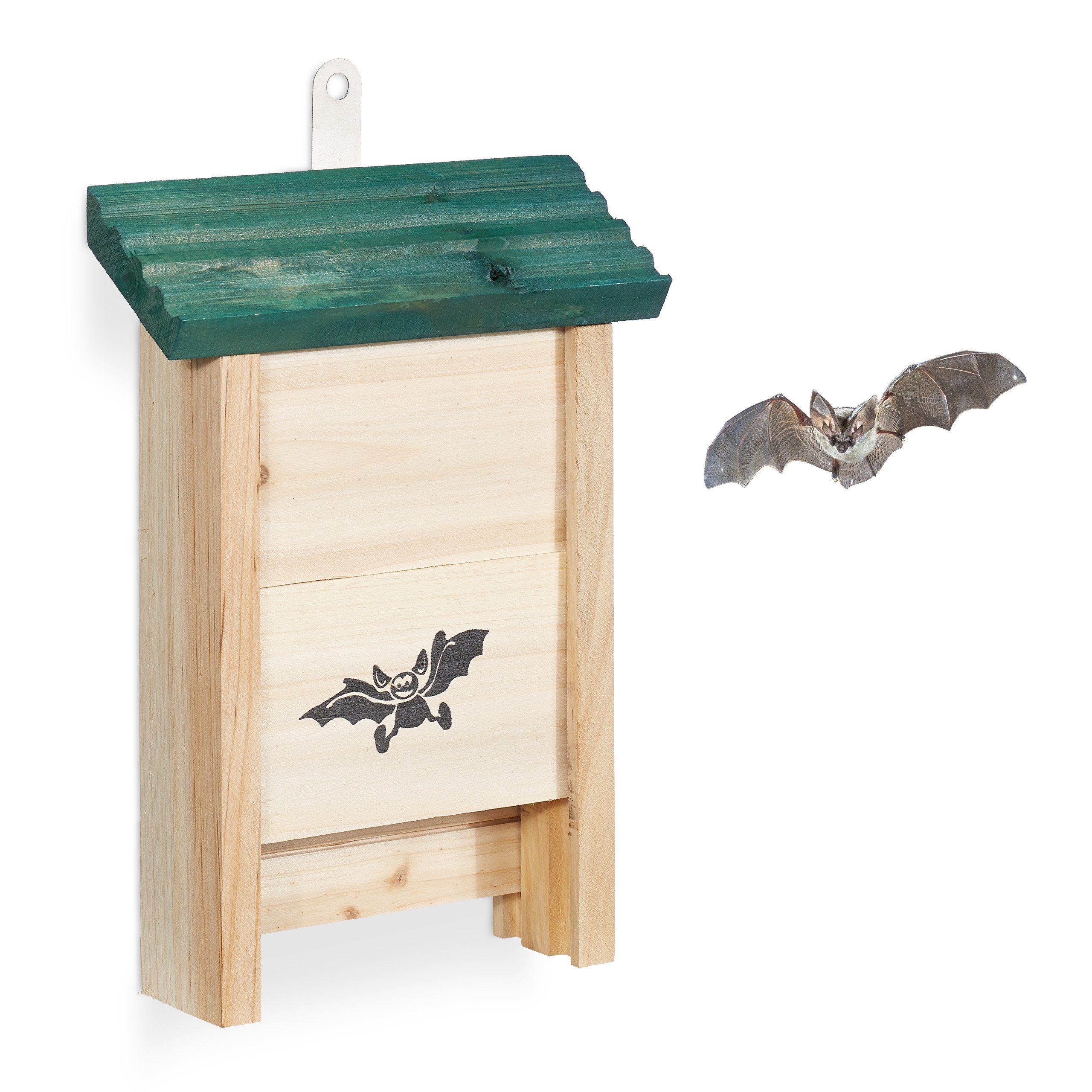 relaxdays Vogelhaus Fledermauskasten mit grünem Dach günstig online kaufen
