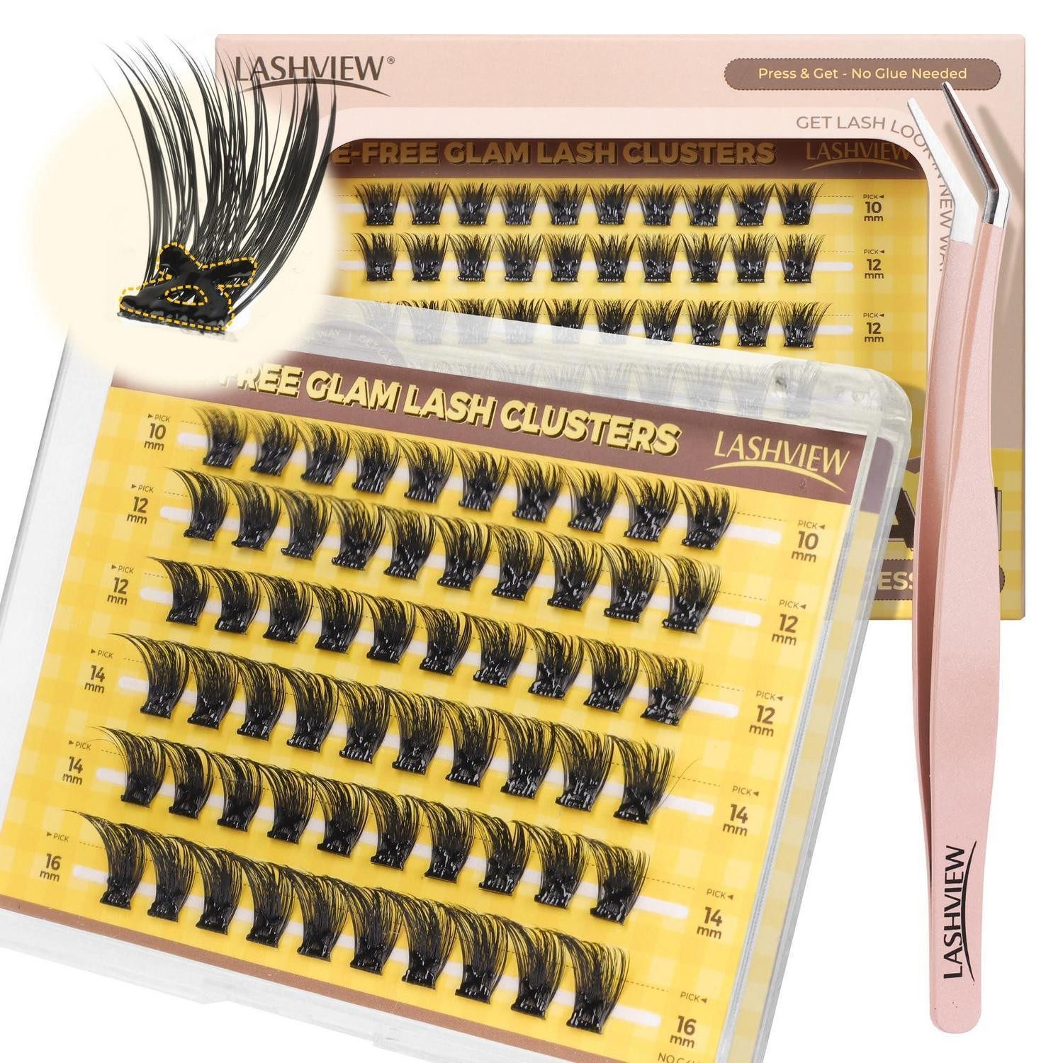 LuxusKollektion Einzelwimpern Wimpern Extensions Set Selbstklebend D-Curl 10-16mm