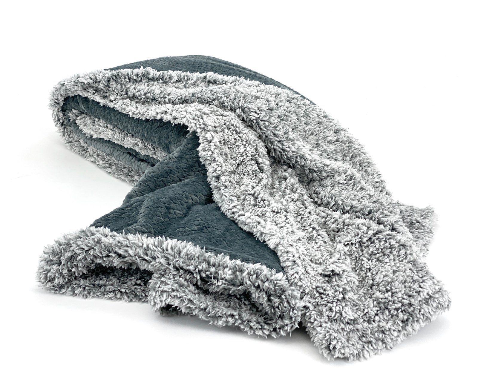Wohndecke Flauschig warme Kuscheldecke Samt Jaquard Flanell, heimtexland, mit Teddy Plüsch - kuschelig weich - Premium - fusselfrei – Bild 4 von 4