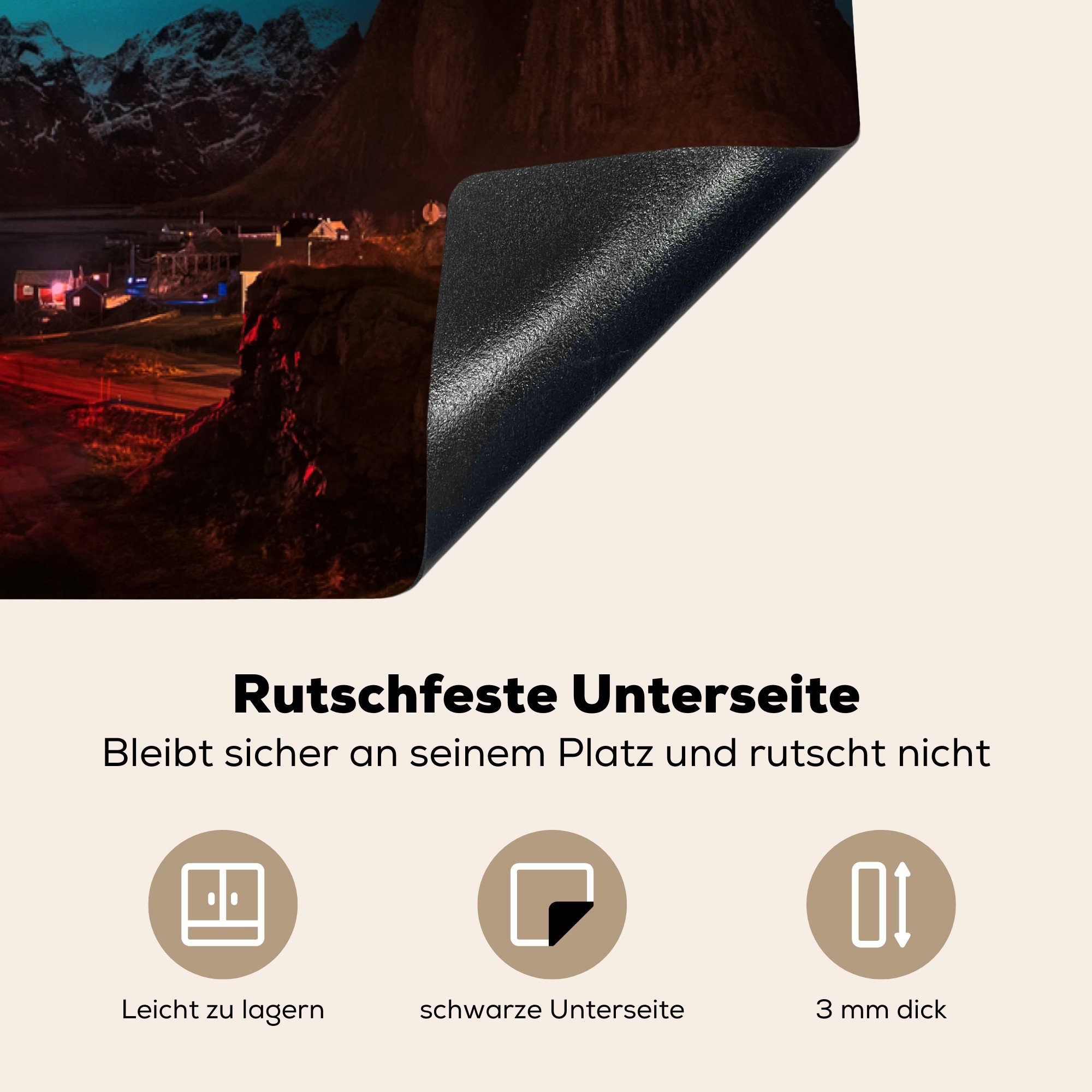 küche Haus, Nordlichter Ceranfeldabdeckung, Arbeitsplatte 83x51 tlg), MuchoWow Berg - (1 für cm, Vinyl, Herdblende-/Abdeckplatte -