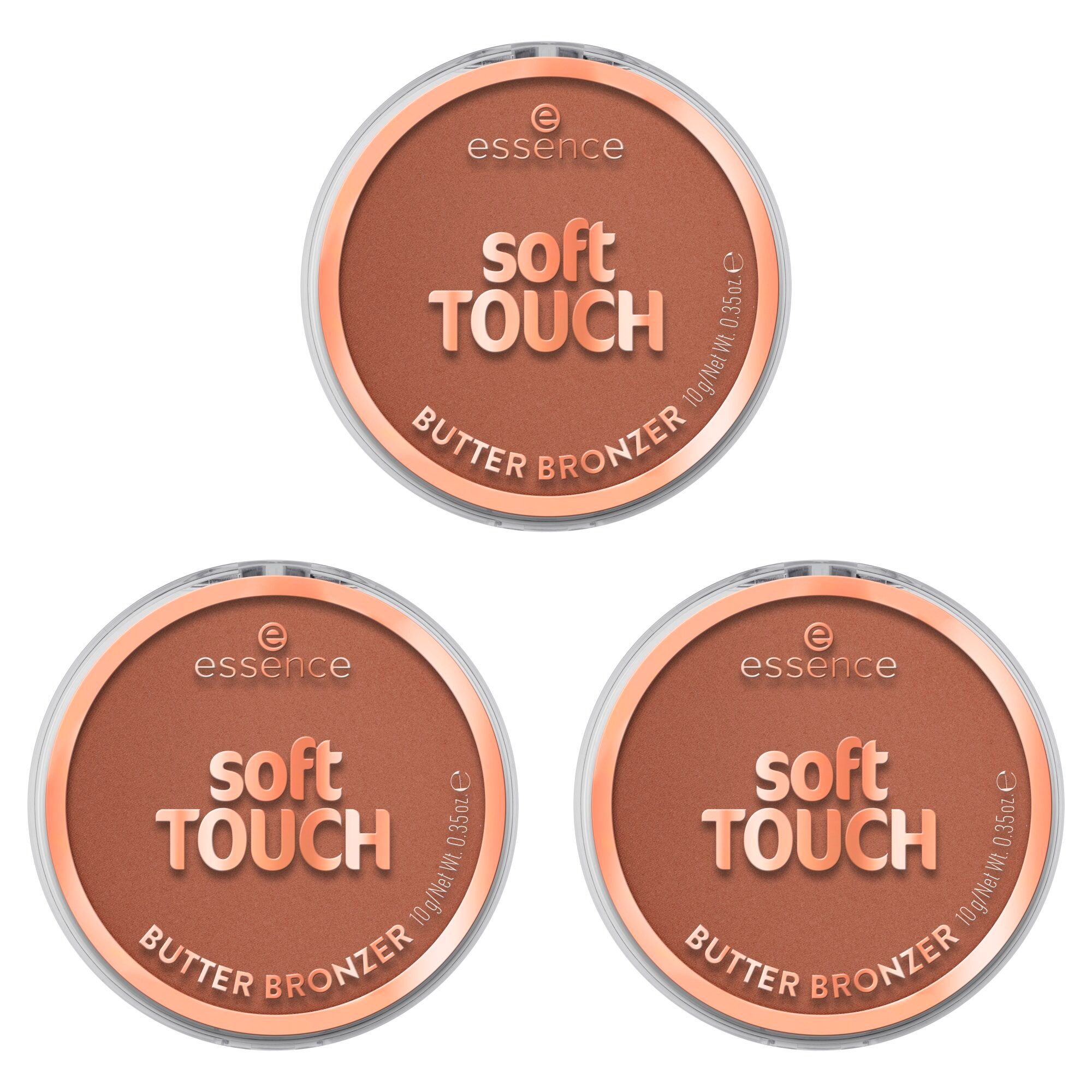 Essence Bronzer-Puder soft TOUCH BUTTER BRONZER, 3-tlg., 3-tlg., mittlere Deckkraft, bräunend, mattierend, alle Hauttypen