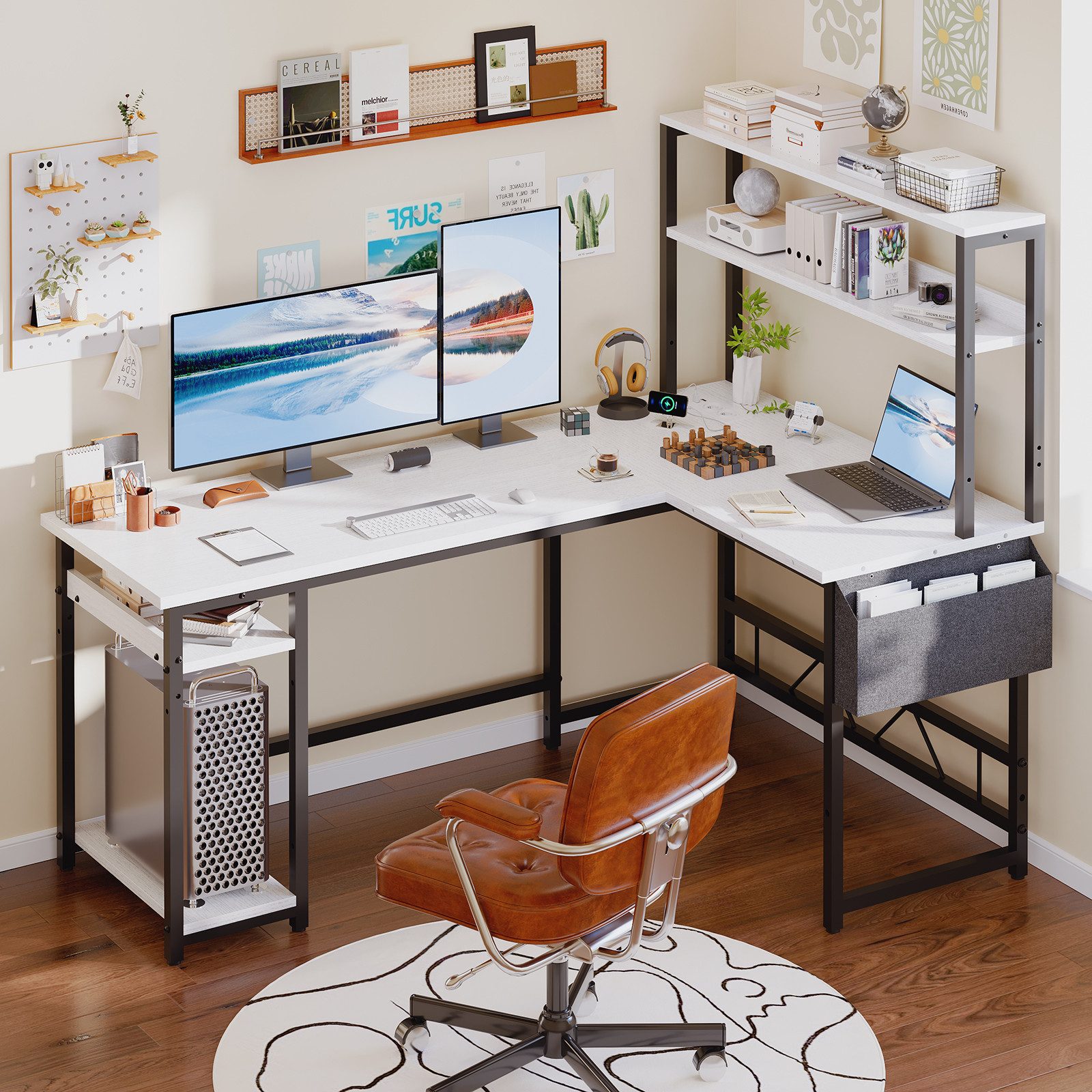 HOMALL Gamingtisch Schreibtisch mit USB L-förmiger Ecktisch 140/160cm (Mit günstig online kaufen