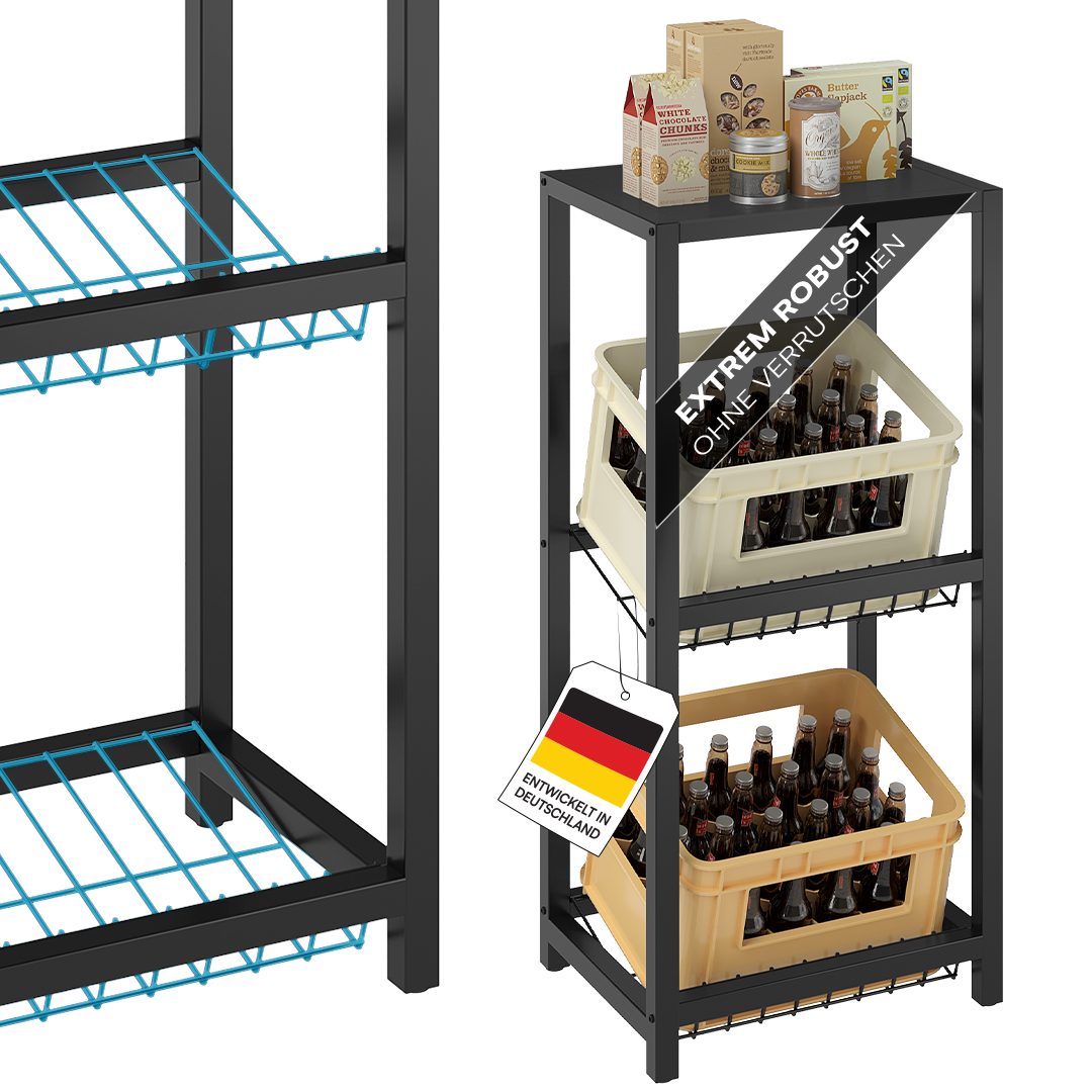 STEELSØN Flaschenregal Montune mit Ablagefläche, Getränkekistenregal in Schwarz, für 2 Kisten, auch verfügbar für 4 oder 6 Kisten