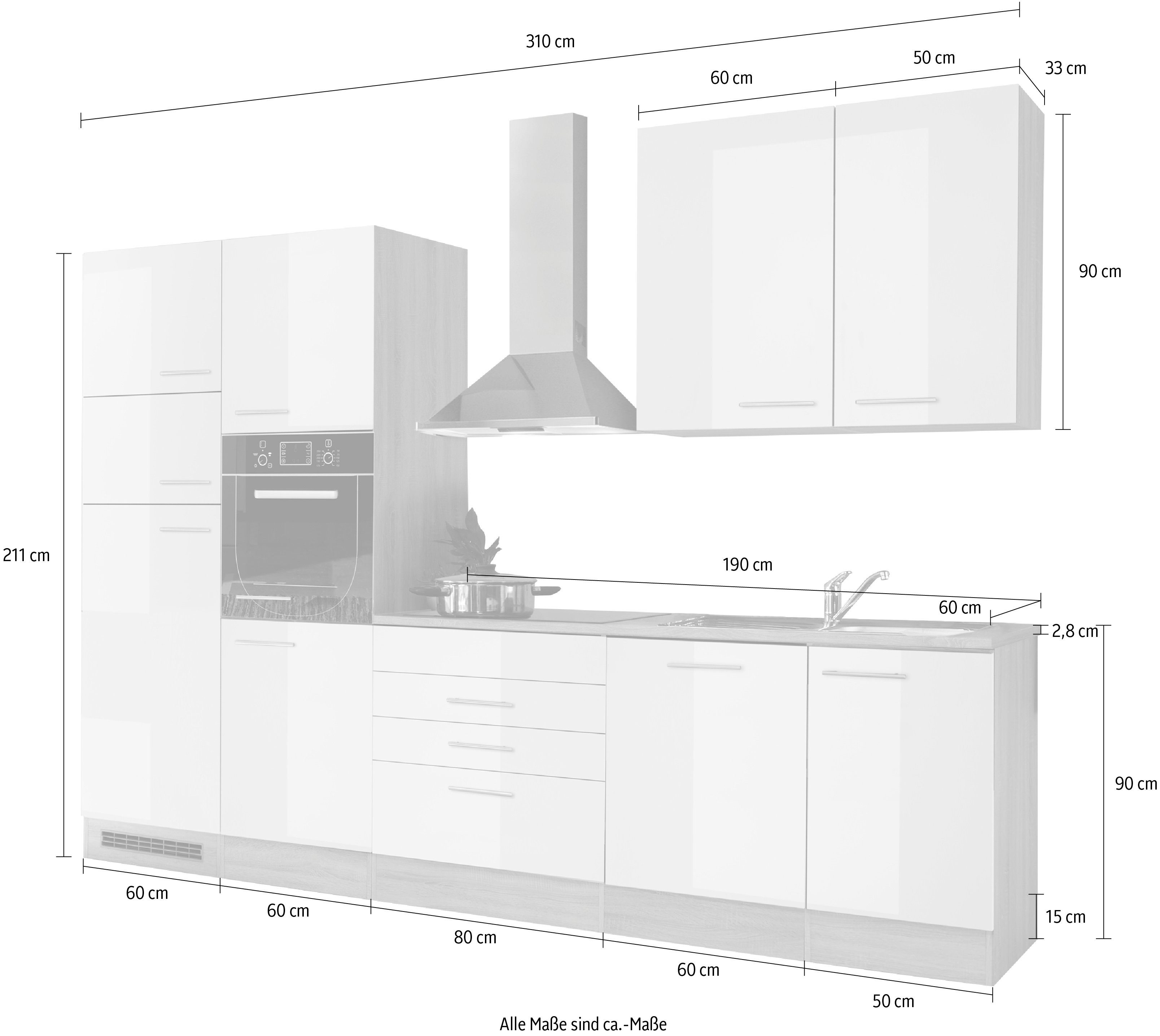 Laurel, Küchenzeile BASIC by Breite Balculina cm E-Geräte, 310 ohne