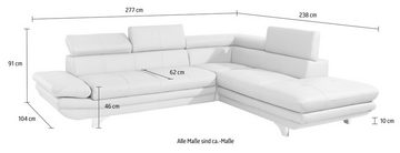 COTTA Ecksofa Enterprise, inklusive Kopfteilverstellung, wahlweise mit Bettfunktion