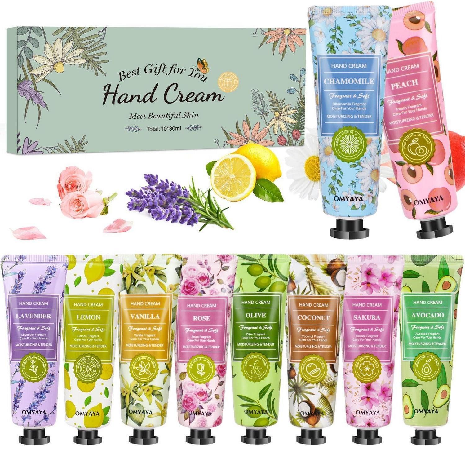 LuxusKollektion Handcreme Mini Handcreme Set 10x30ml Reisegröße 10 Düfte