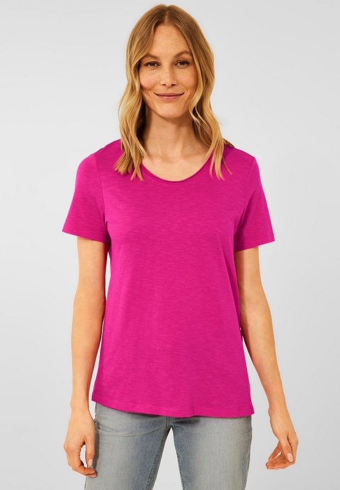 Cecil T-Shirt Cecil Basic T-Shirt in Unifarbe in Raspberry Pink (1-tlg)  Locker geschnitten