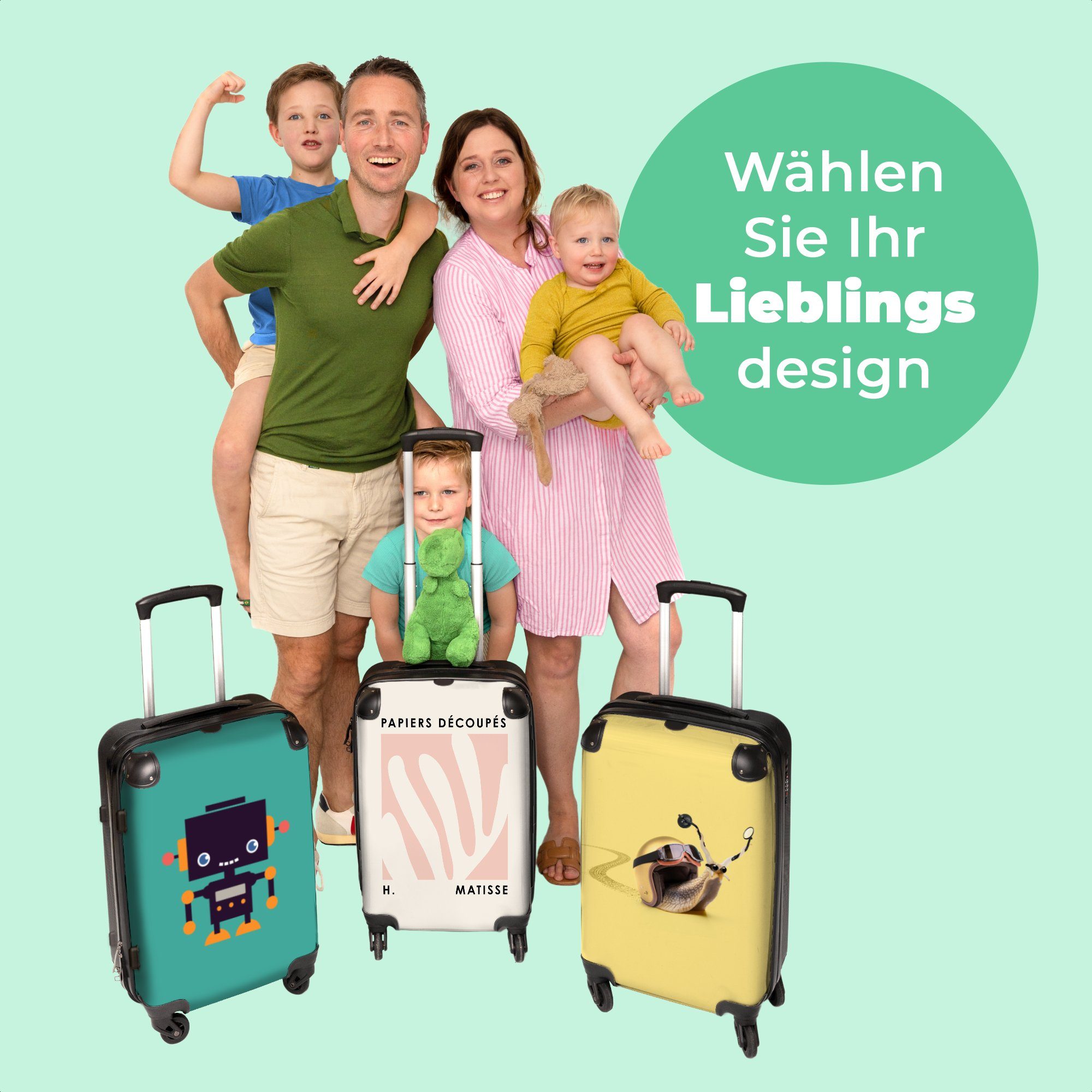 Koffer Rosa 4 - 67x43x25cm - Große Alte 4 Matisse Rollen, - NoBoringSuitcases.com© - Trolley Kunst Reisekoffer Rollen Rollkoffer Aufgabegepäck - Meister, Abstrakt mit