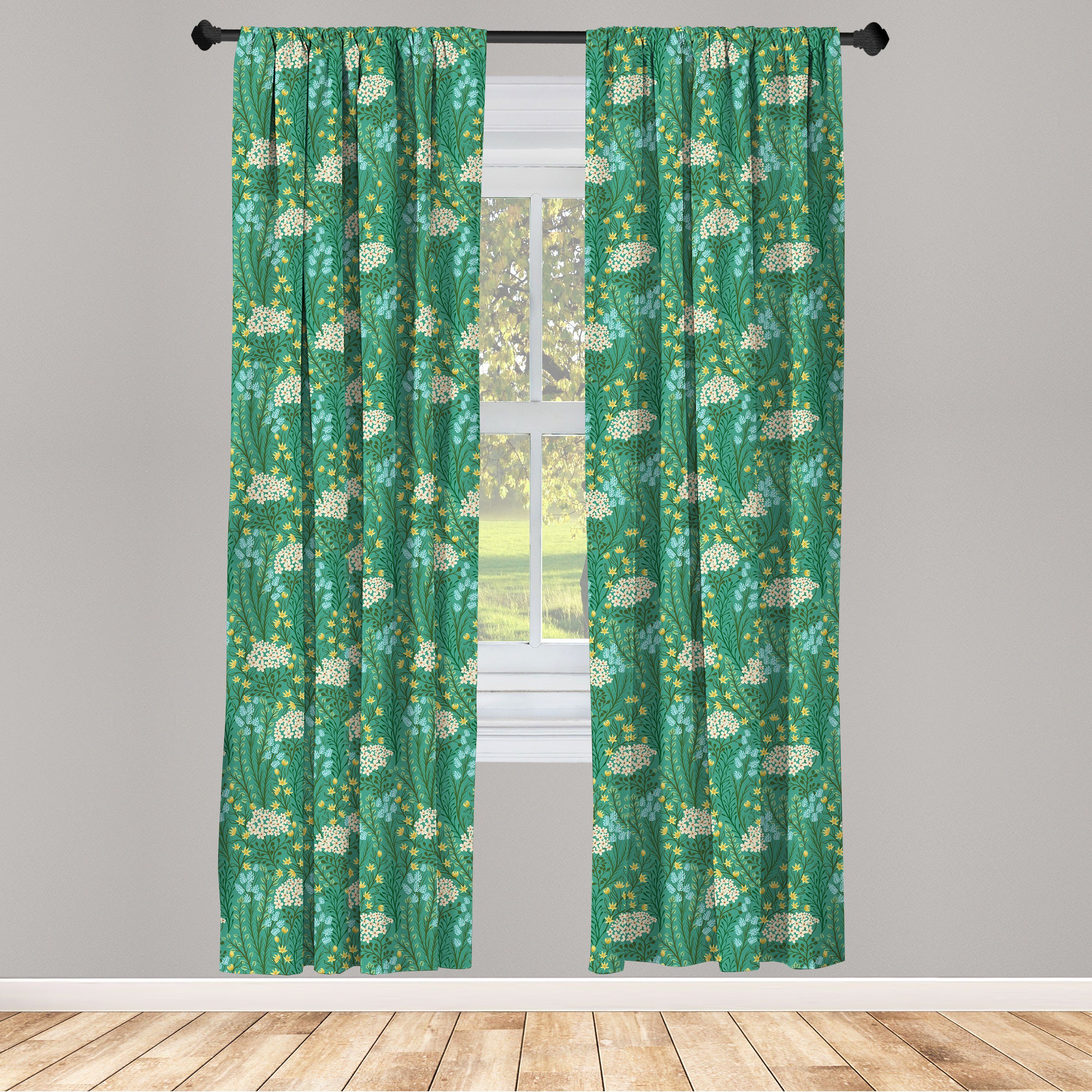 [Das Beste der Branche] Gardine Vorhang für Wohnzimmer Petals Dekor, Blumen Blätter Blühende Microfaser, Abakuhaus, Schlafzimmer