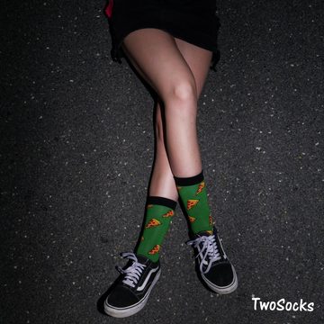 TwoSocks Freizeitsocken Pizza Socken Herren & Damen lustige Socken, Baumwolle, Einheitsgröße (3 Paar)
