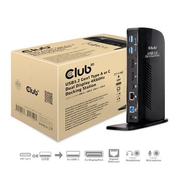 CLUB3D Laptop-Dockingstation CLUB3D 4K Dockingst.60Hz USB3 ->6xUSB3/2xDP/LAN/Audio bl. retail