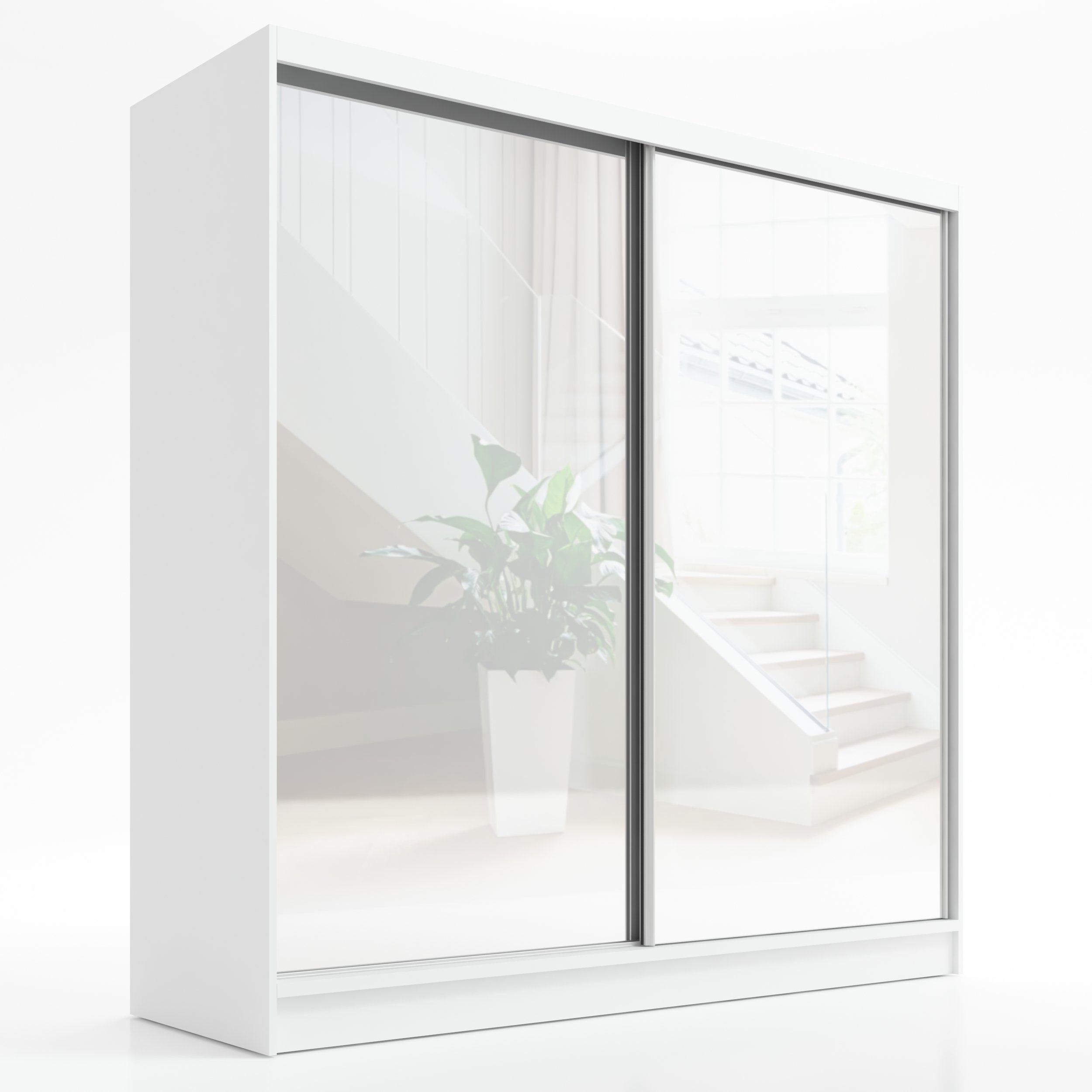 A&J MöbelLand GmbH Schiebetürenschrank IRO 2-türiger Kleiderschrank mit Spiegel und Kleiderstangen (TOP ANGEBOT! Geräumiger Schrank mit einer Breite von 200 cm und Spiegel, ideal zur Aufbewahrung von Kleidung und Accessoires. Viel Stauraum., TOP PRODUKT!