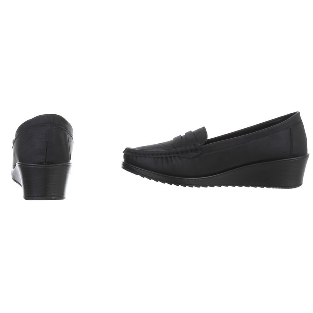 Ital-Design Elegante Slipper für Komfort und Stil Slipper (89092007) Keilabsatz/Wedge Mokassins in Schwarz