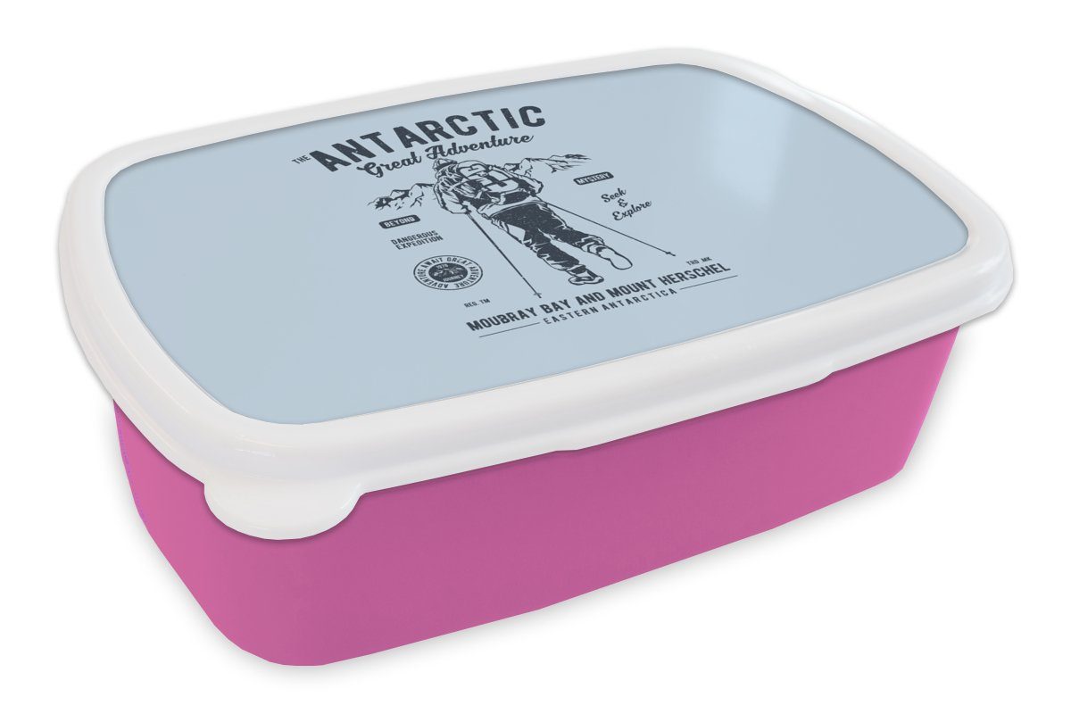 Kunststoff, Snackbox, (2-tlg), MuchoWow Mädchen, Lunchbox Kinder, Wandern für rosa - Weinlese, Erwachsene, Eiscreme Kunststoff - Brotdose Brotbox