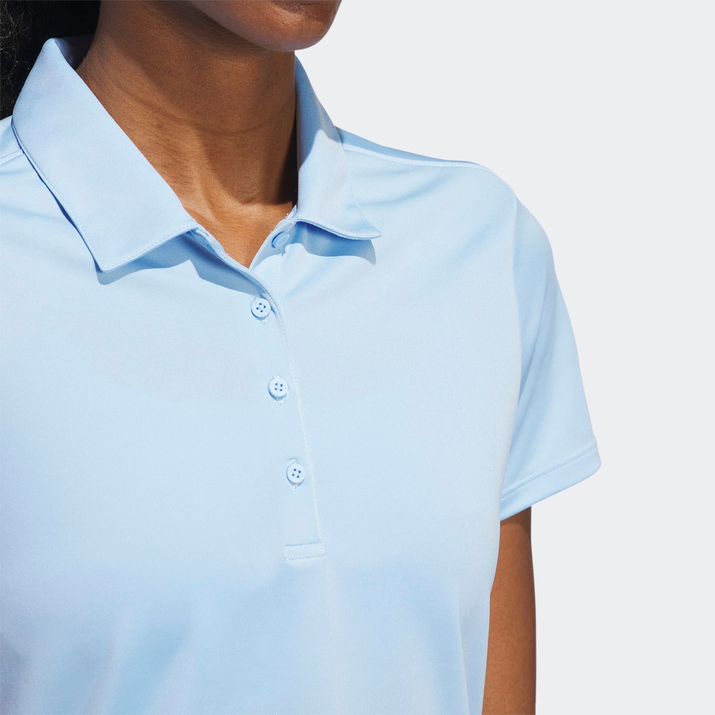 adidas Performance Poloshirt SOLID PERFORMANCE SLEEVE FÜR DAMEN mit Druckknopfverschluss, aus Polyester, leichtes Pikeematerial