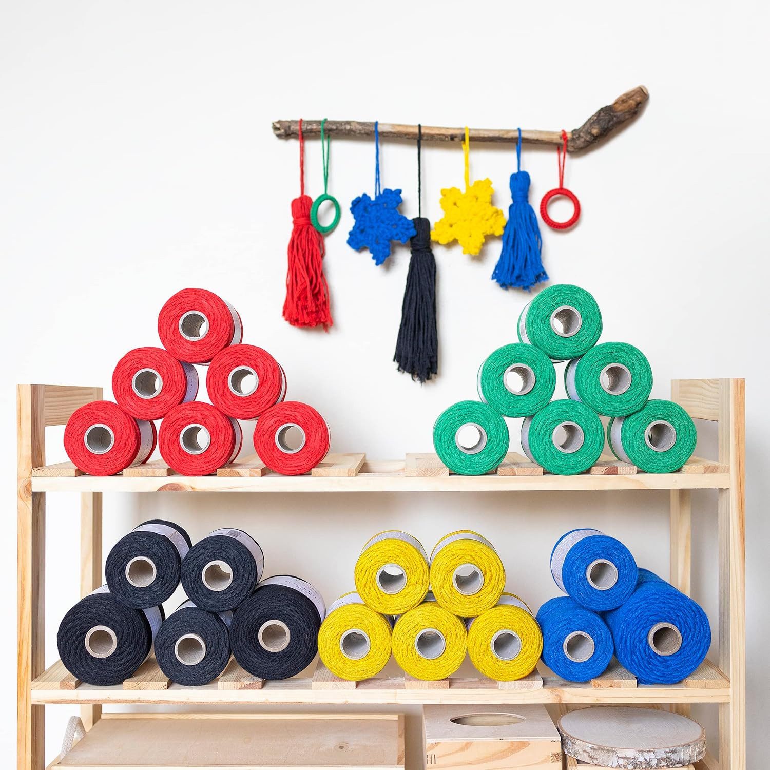 Creative Deco Makramee Garn 3 mm Baumwollkordel Baumwollschnur Baumwollgarn Nähgarn, 200,00 m, auf einer Spule gewickelt