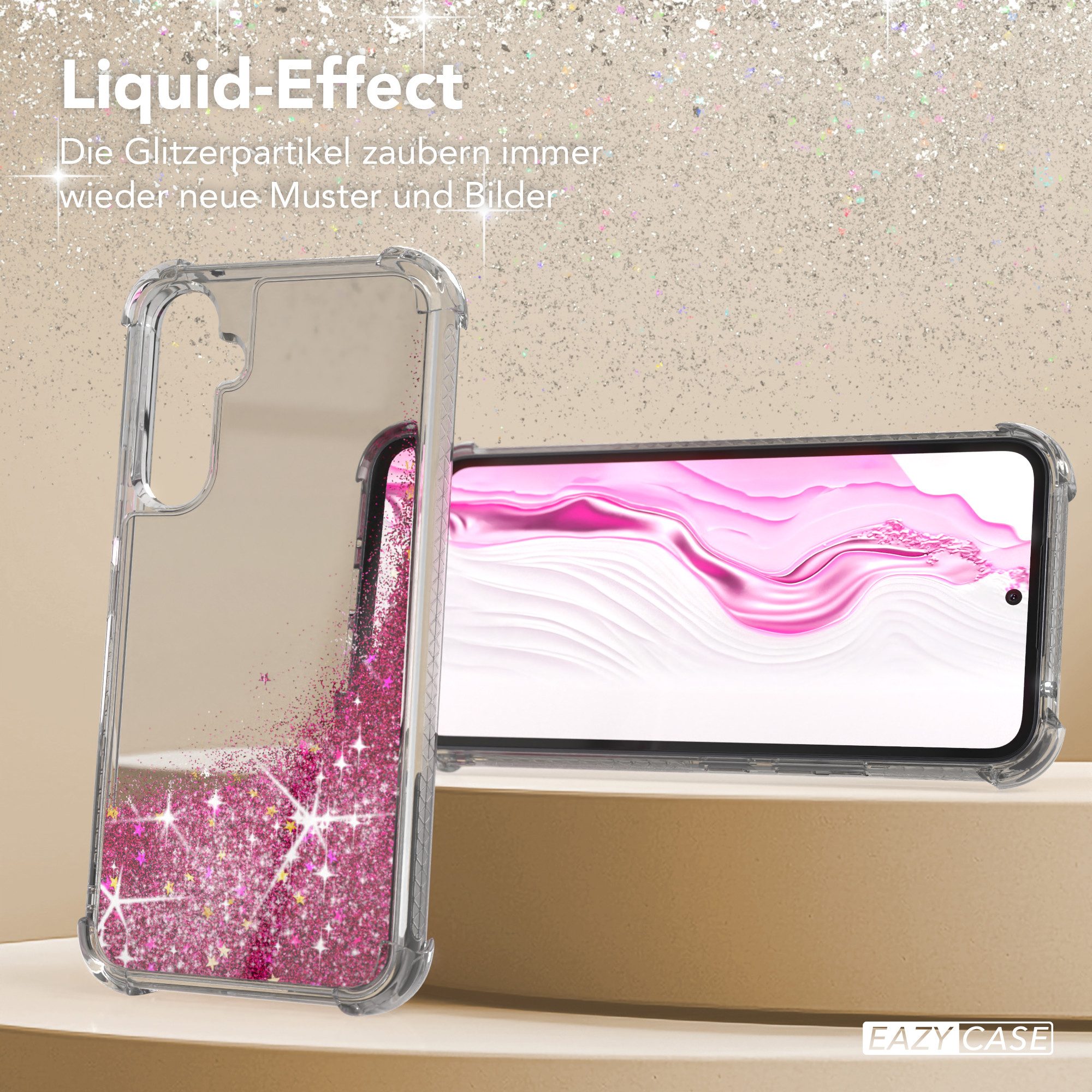 EAZY CASE Handyhülle Liquid Glittery Case für Samsung Galaxy A54 (5G) 6,4 Zoll, Glitzerhülle Shiny Slimcover stoßfest Durchsichtig Bumper Case Pink – Bild 4 von 5