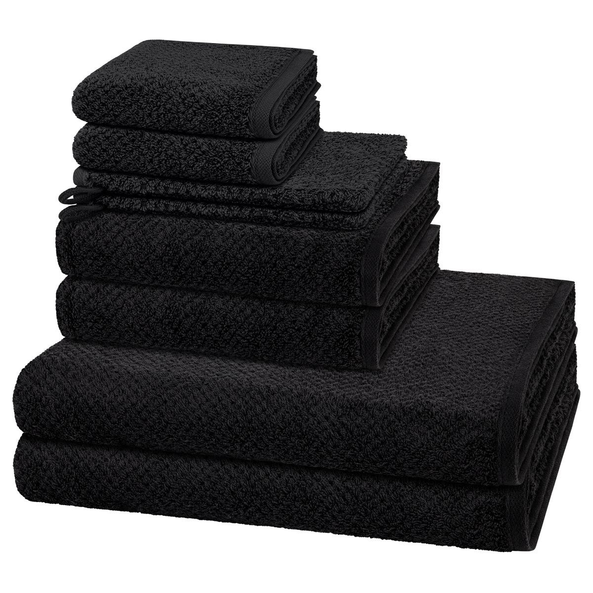 Cawö Handtuch Set Pure, Walkfrottee (Spar-Set, 8-St), 2 X Wasch- 2 X Gäste- 2 X Dusch- 2 X Handtuch im Set - Baumwolle