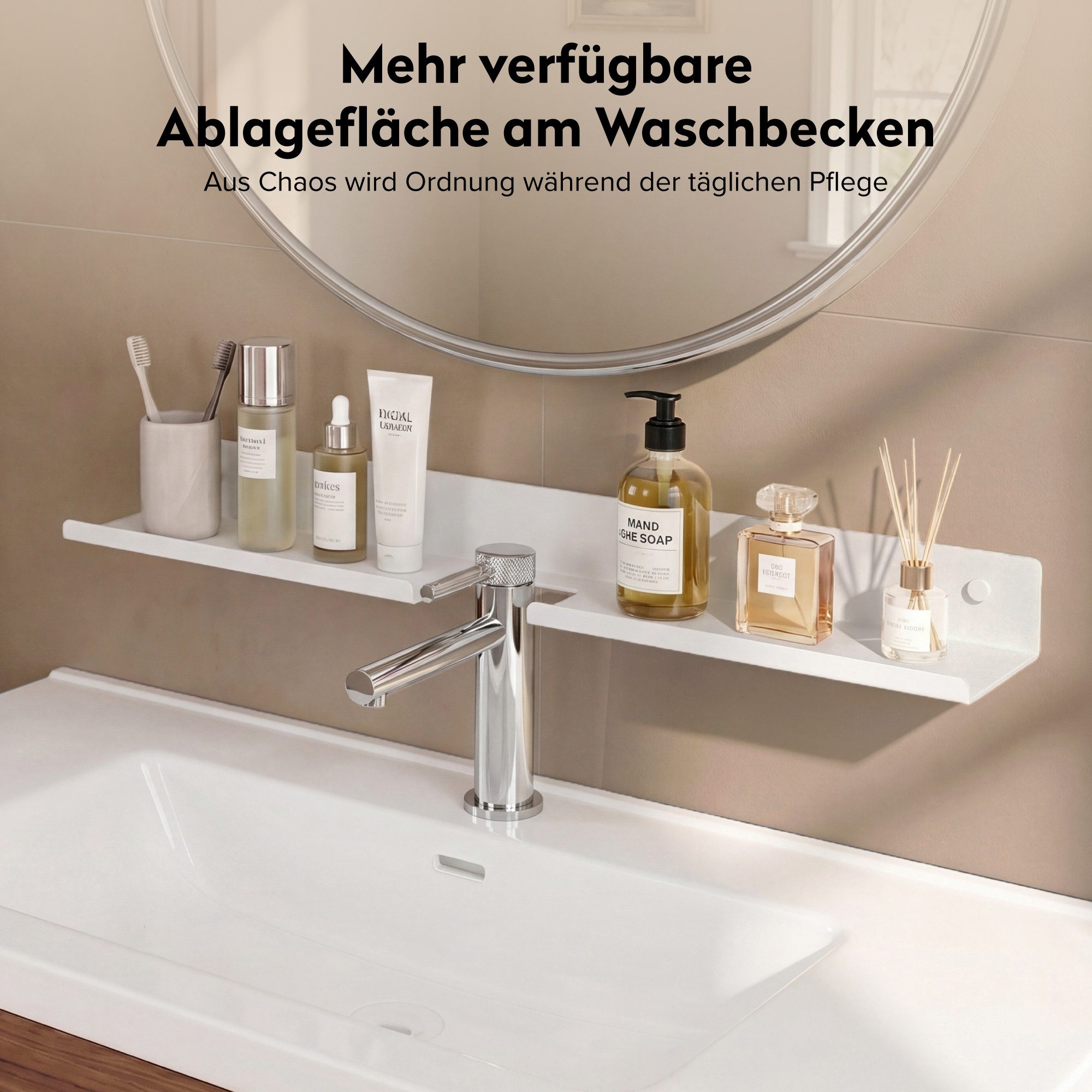 doporro Duschablage Duschregal Bohren oder Kleben aus Karbonstahl 60cm Design Reglo-17, Minimalistisches Design, pulverbeschichtet