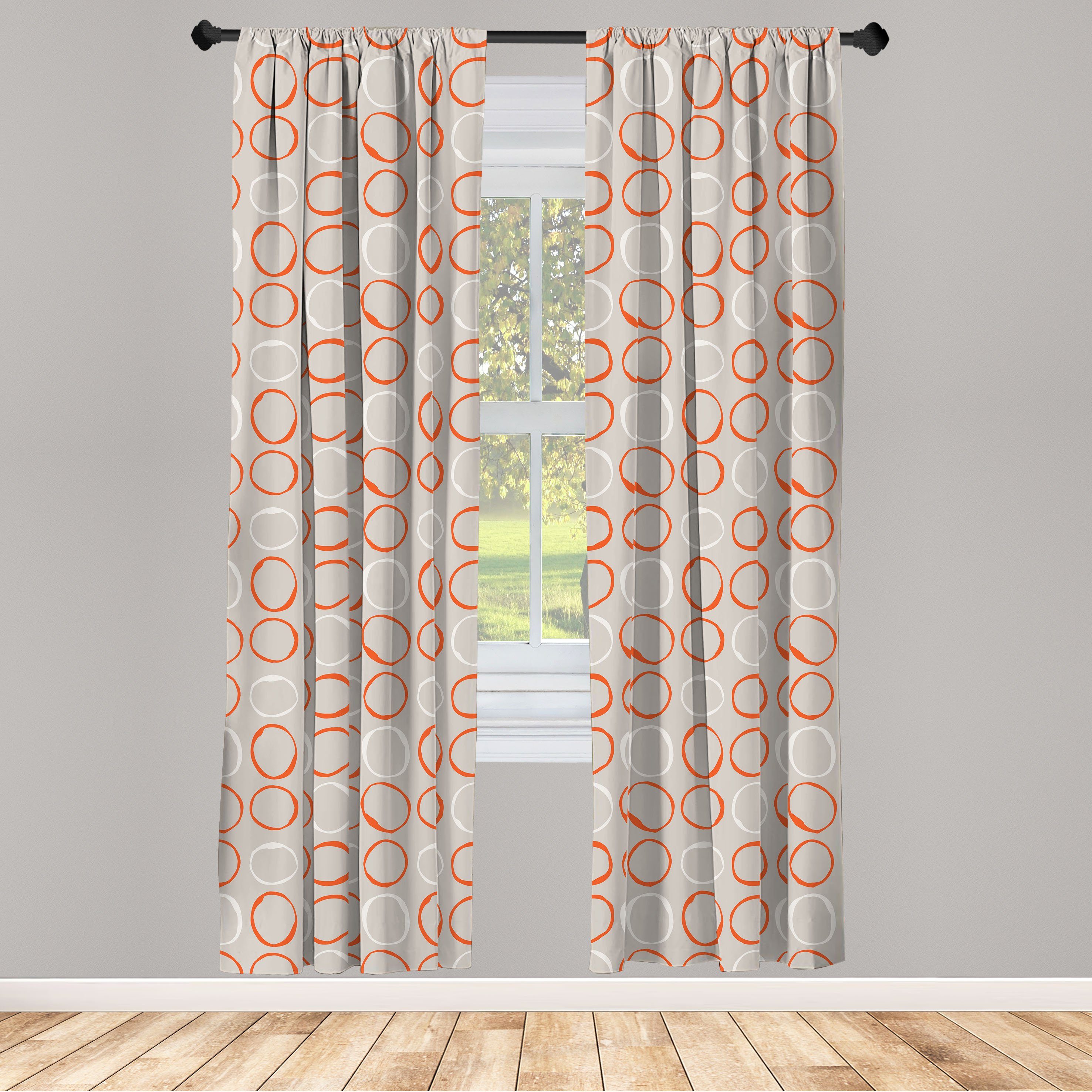 Gardine Vorhang für Wohnzimmer Schlafzimmer Dekor, Abakuhaus, Microfaser, Orange Einfache Art Sketchy Kreise