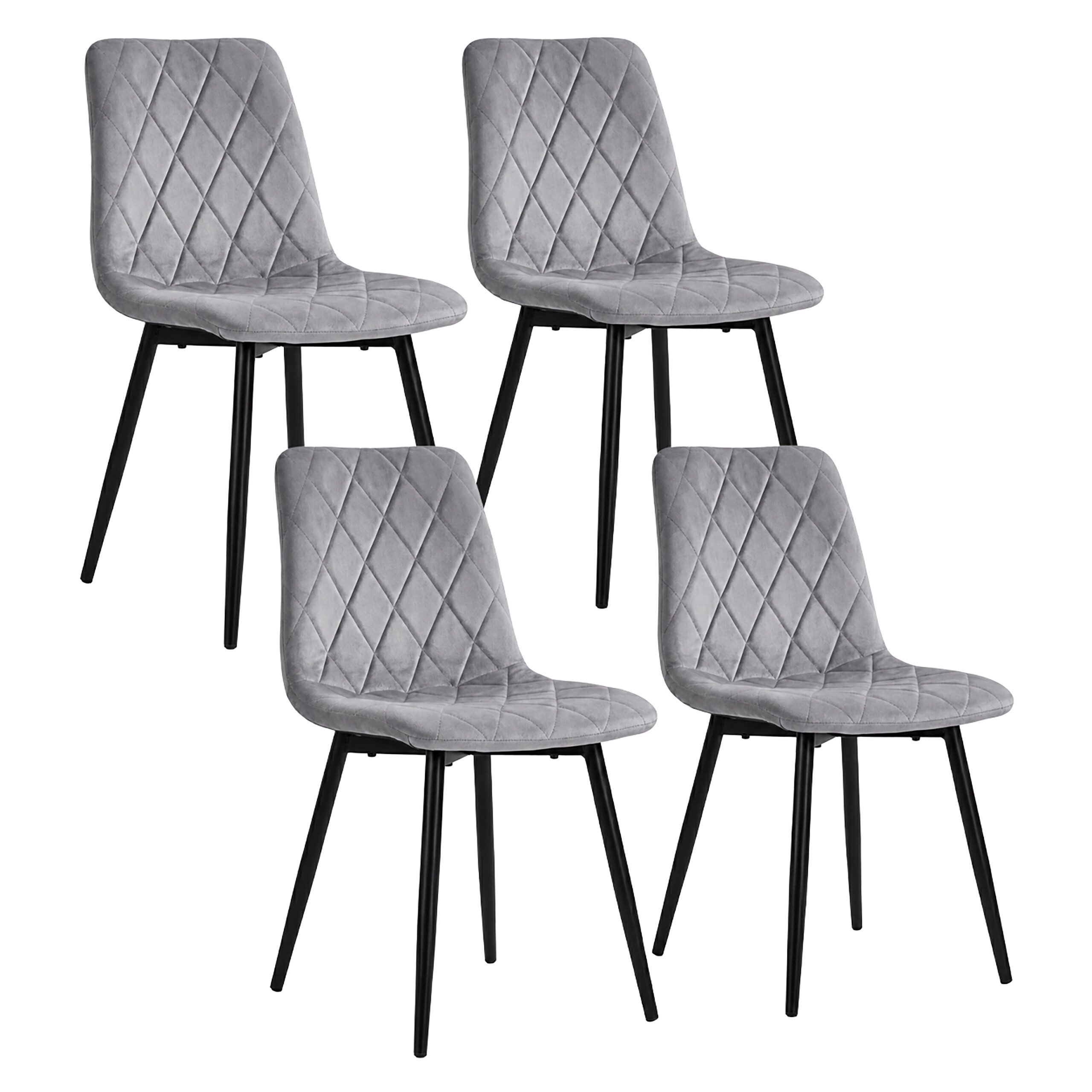 relaxdays Esszimmerstuhl Samt Esszimmerstuhl Set (4 St), grau, 4er Pack